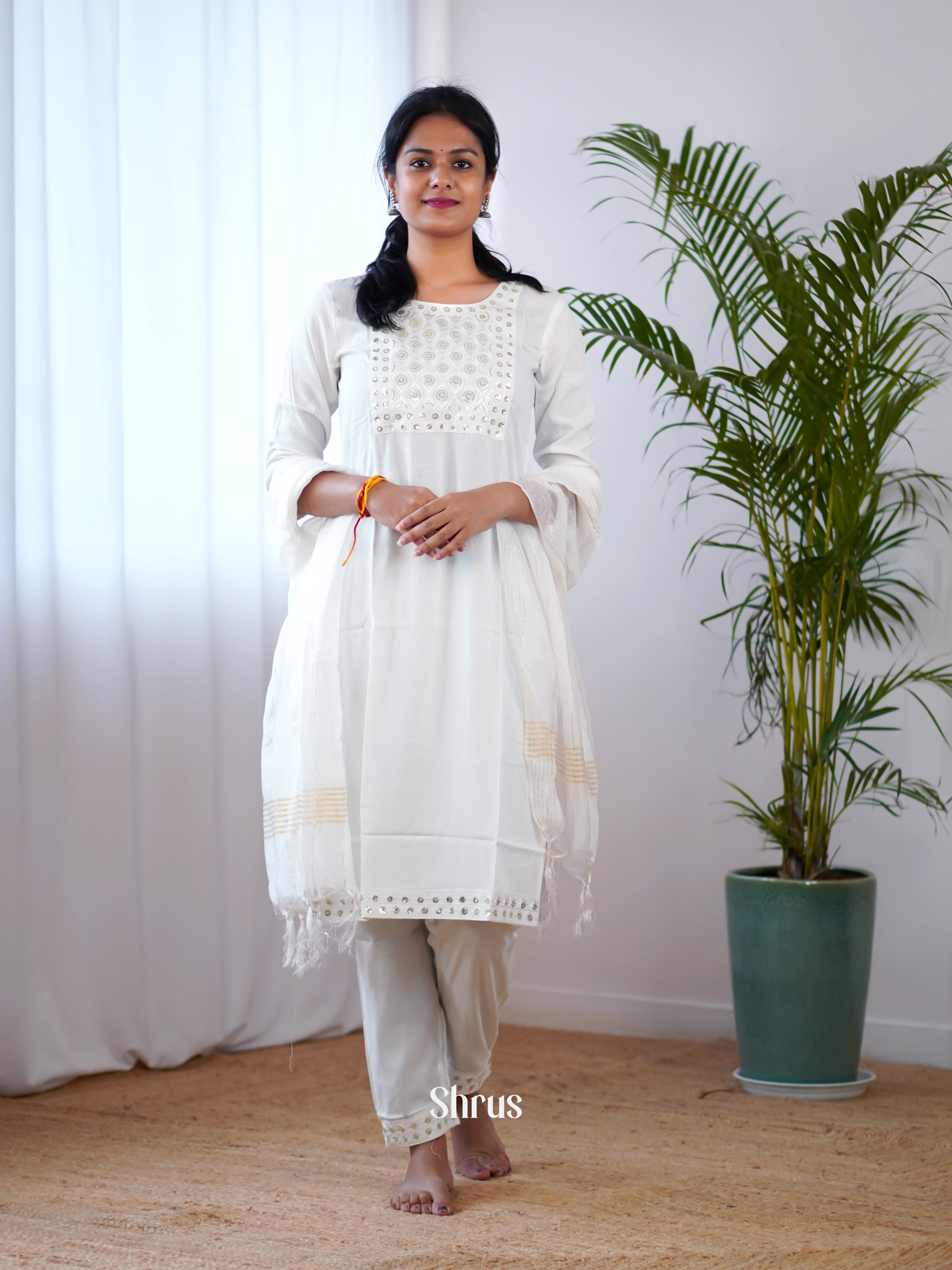 White - 3pc  Readymade Suits