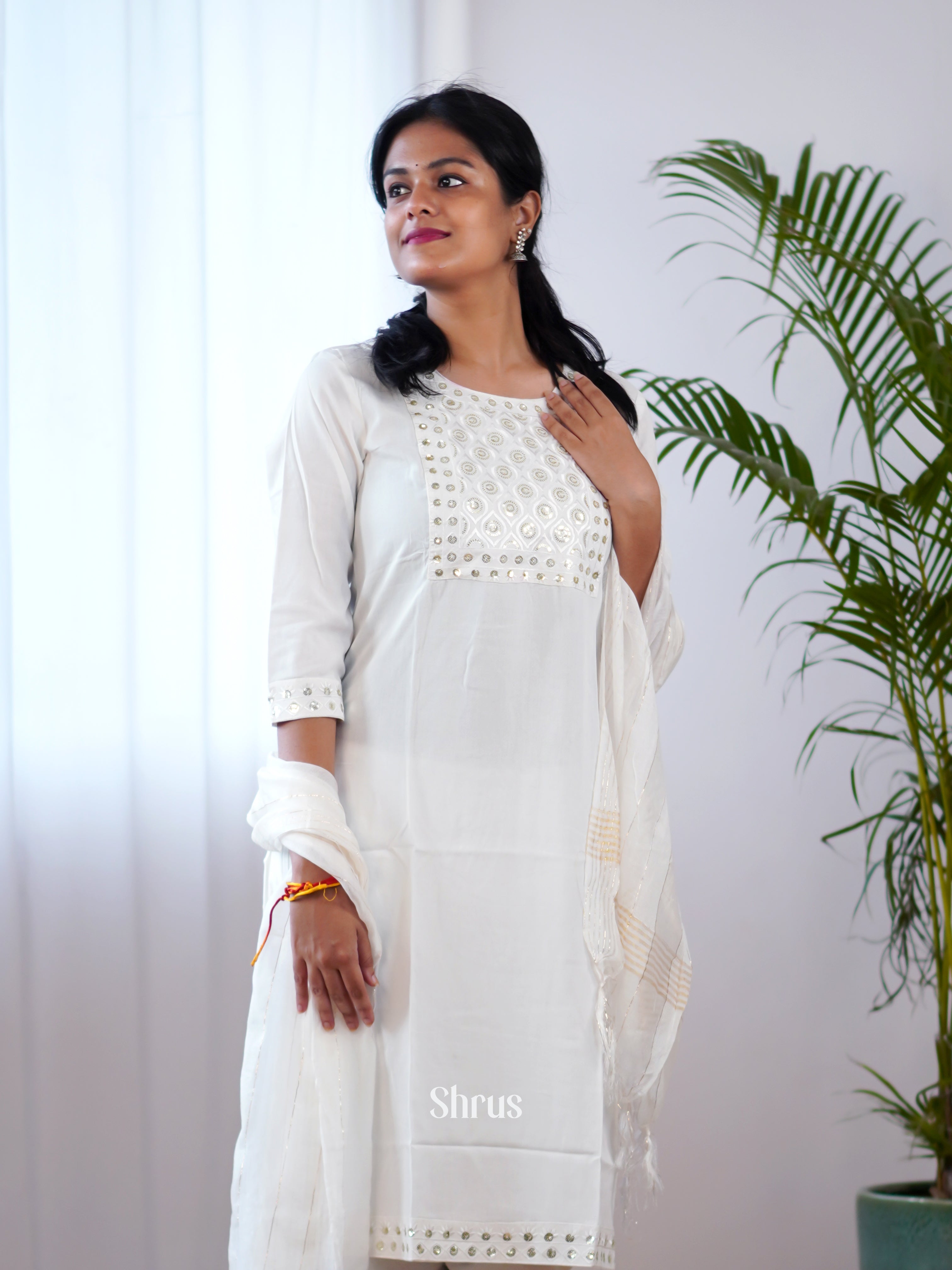 White - 3pc  Readymade Suits