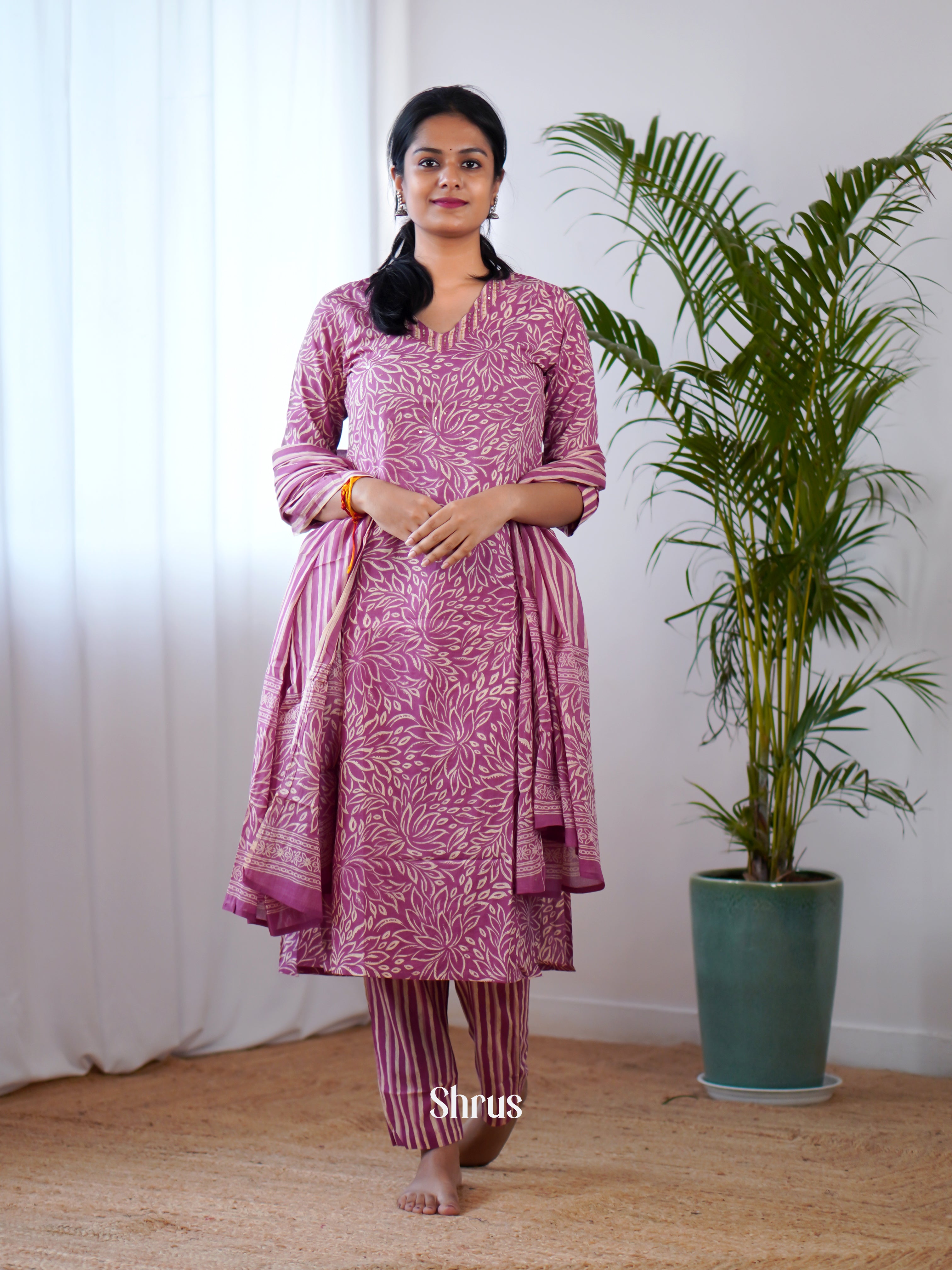 Onion Pink- 3 pc printed Readymade Suits