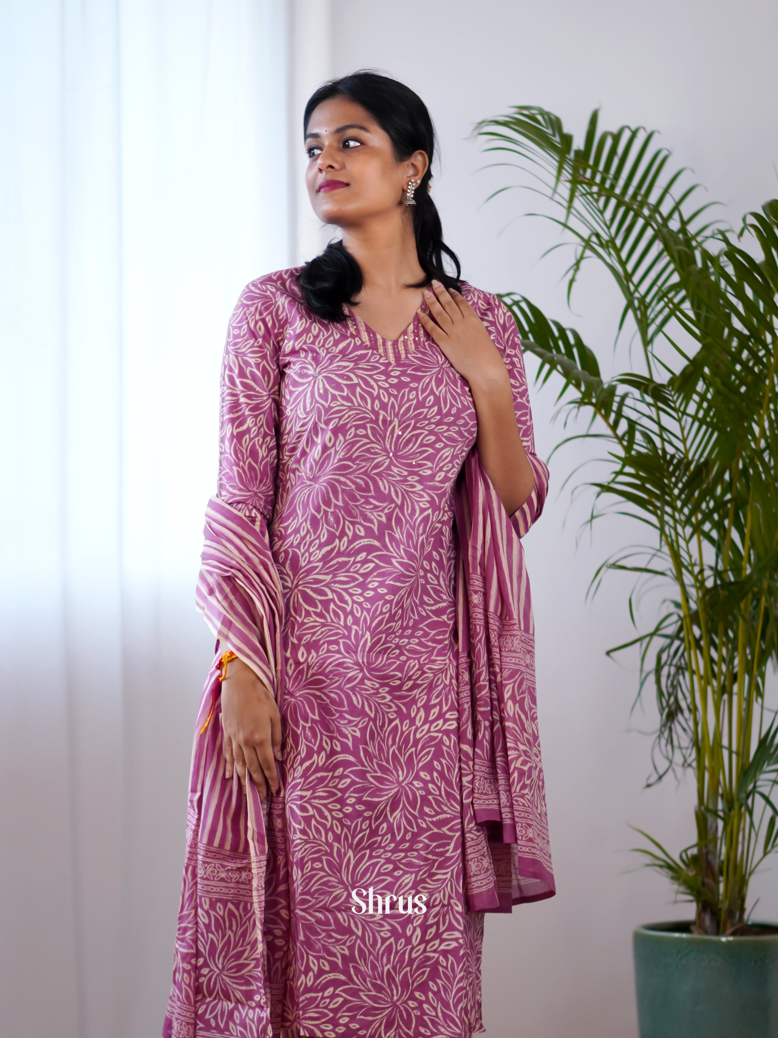 Onion Pink- 3 pc printed Readymade Suits