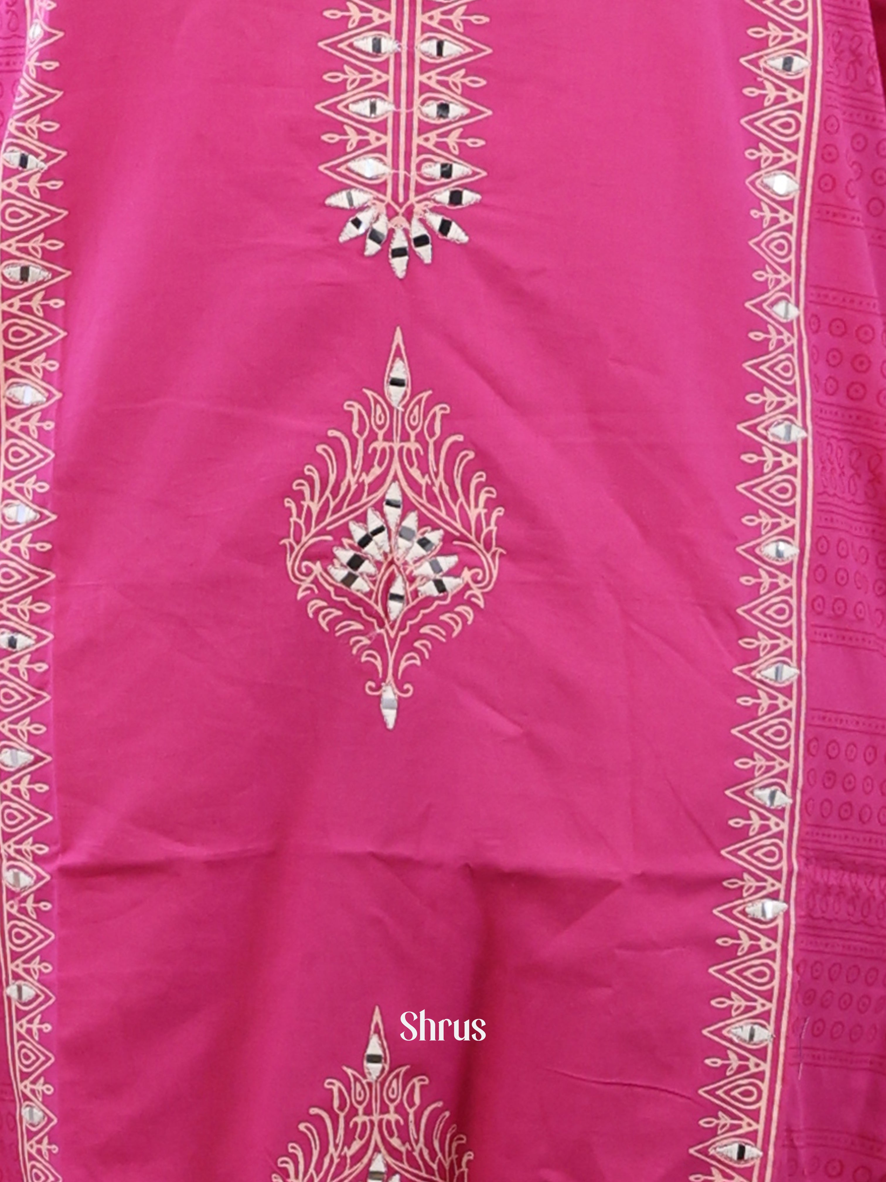 Pink - 3pc block print Readymade Suits