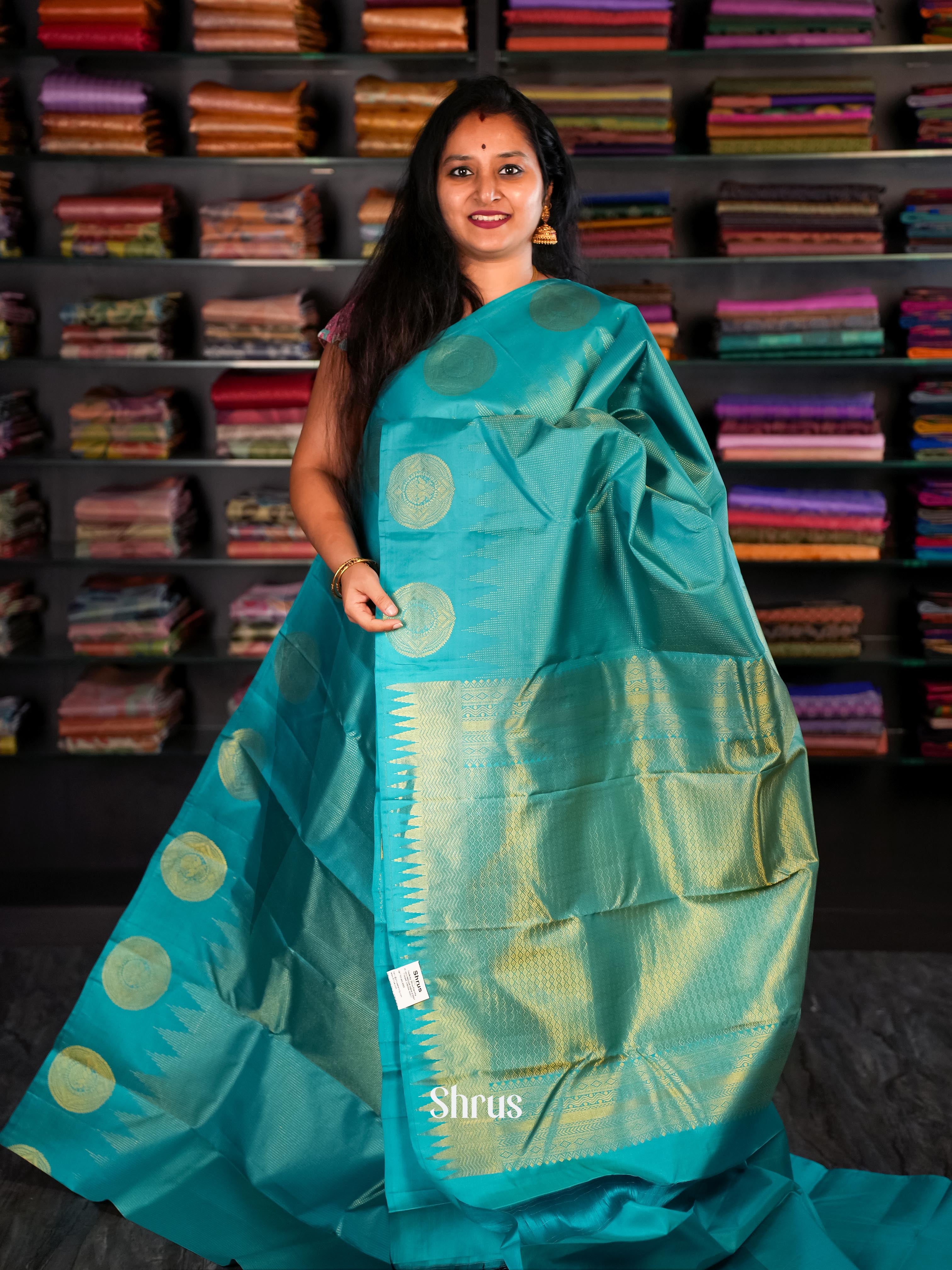 Teal  - Kanchipuram silk