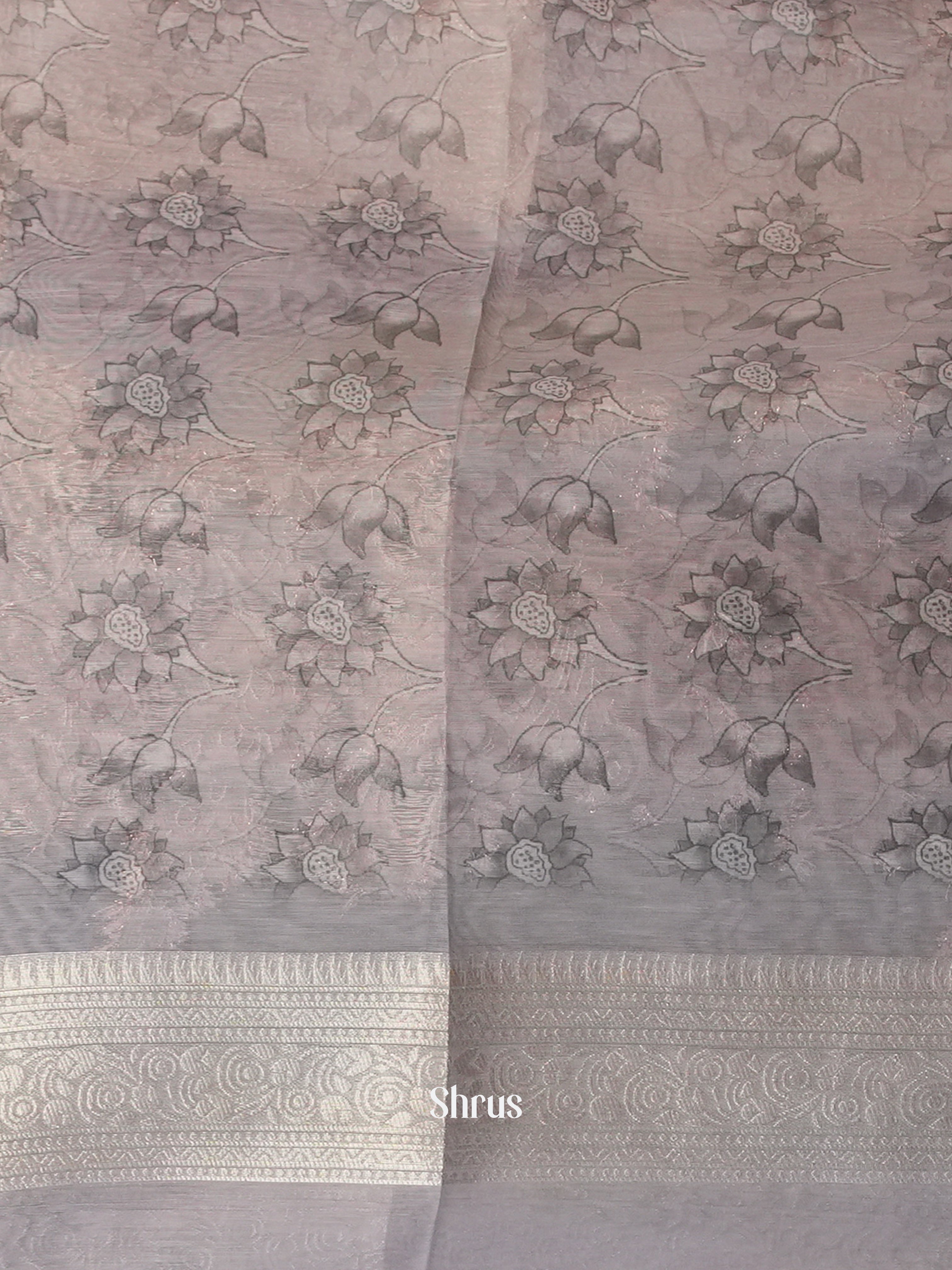 Pink & Grey - Semi Jute Saree