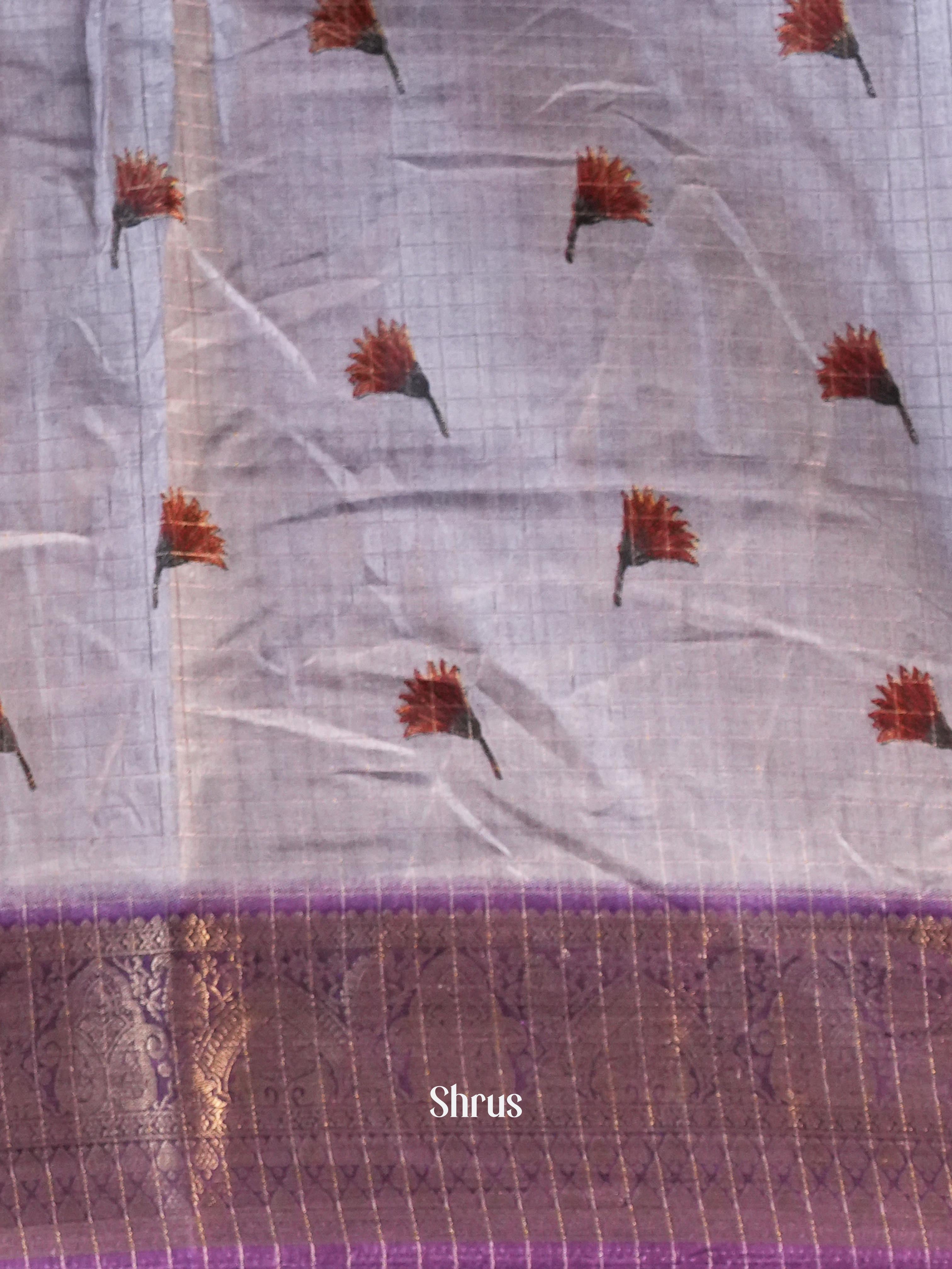 Lavender & Purple - Semi Jute Saree