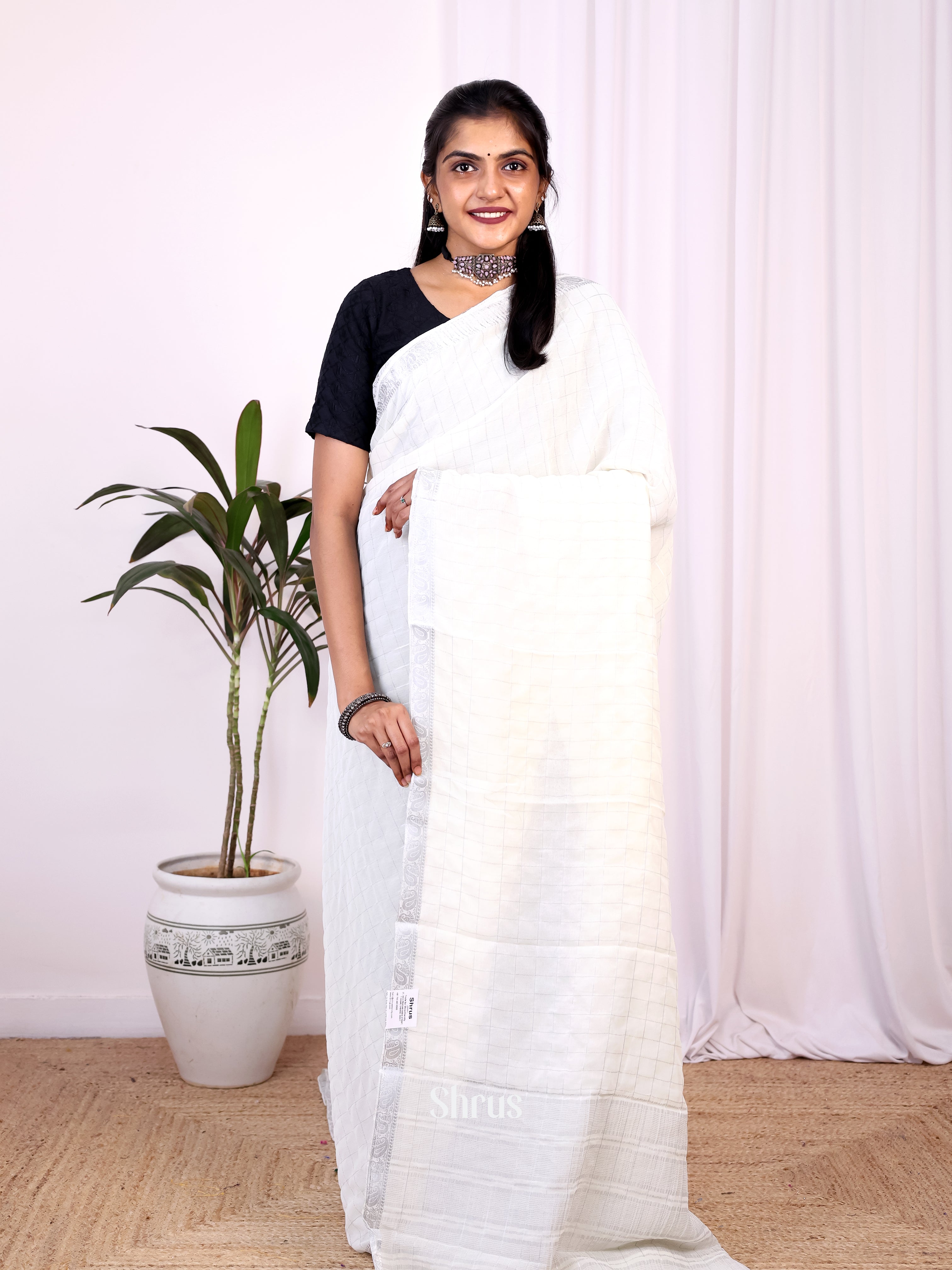 White- Semi Mysoresilk Saree