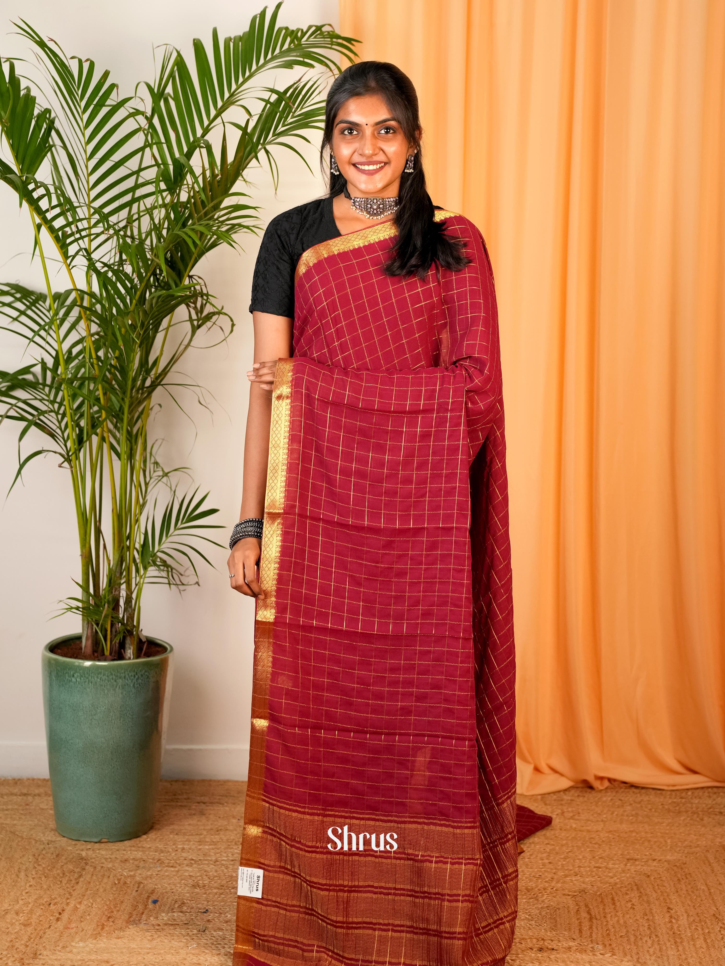 Red - Semi Mysoresilk Saree