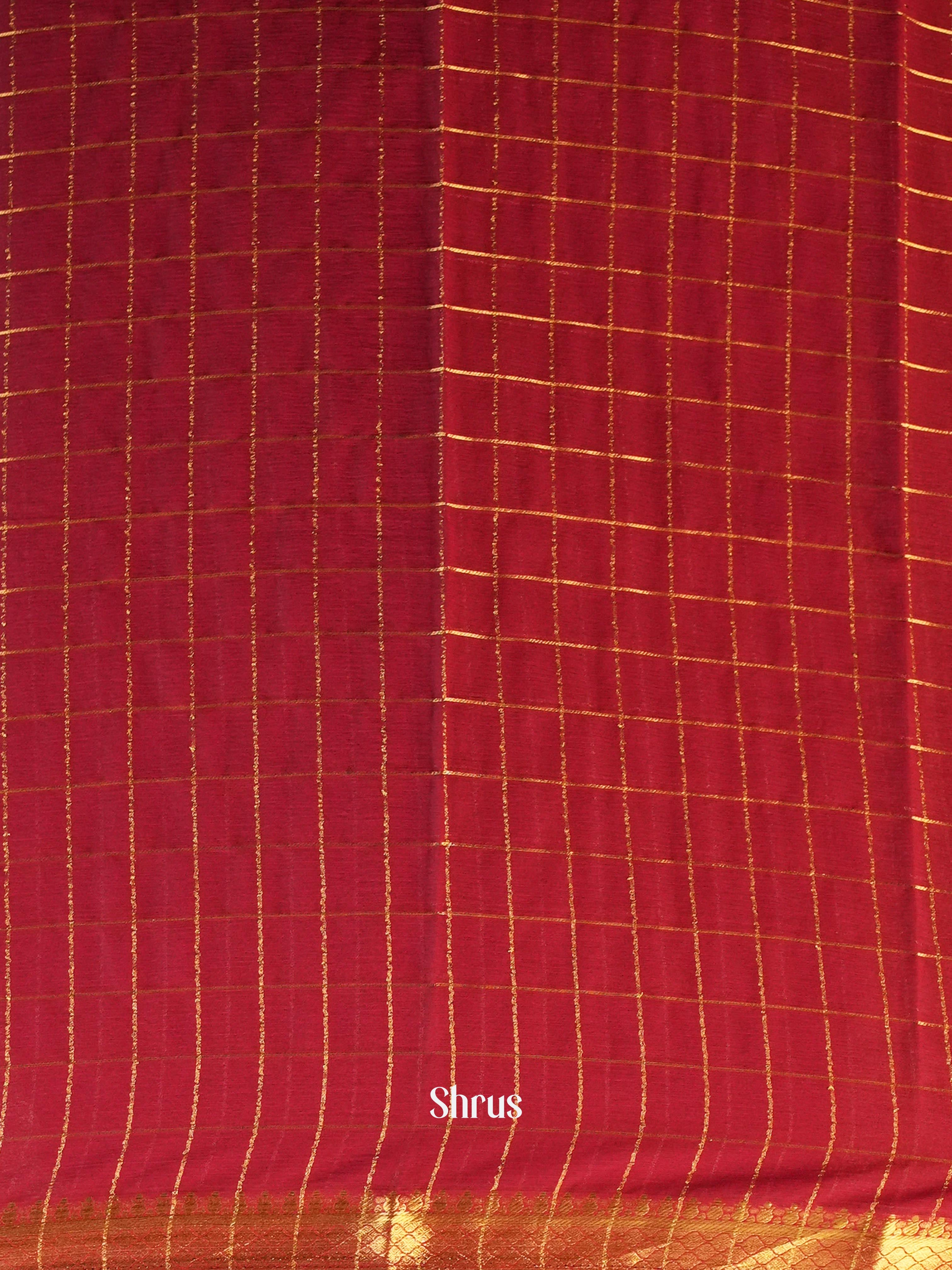 Red - Semi Mysoresilk Saree