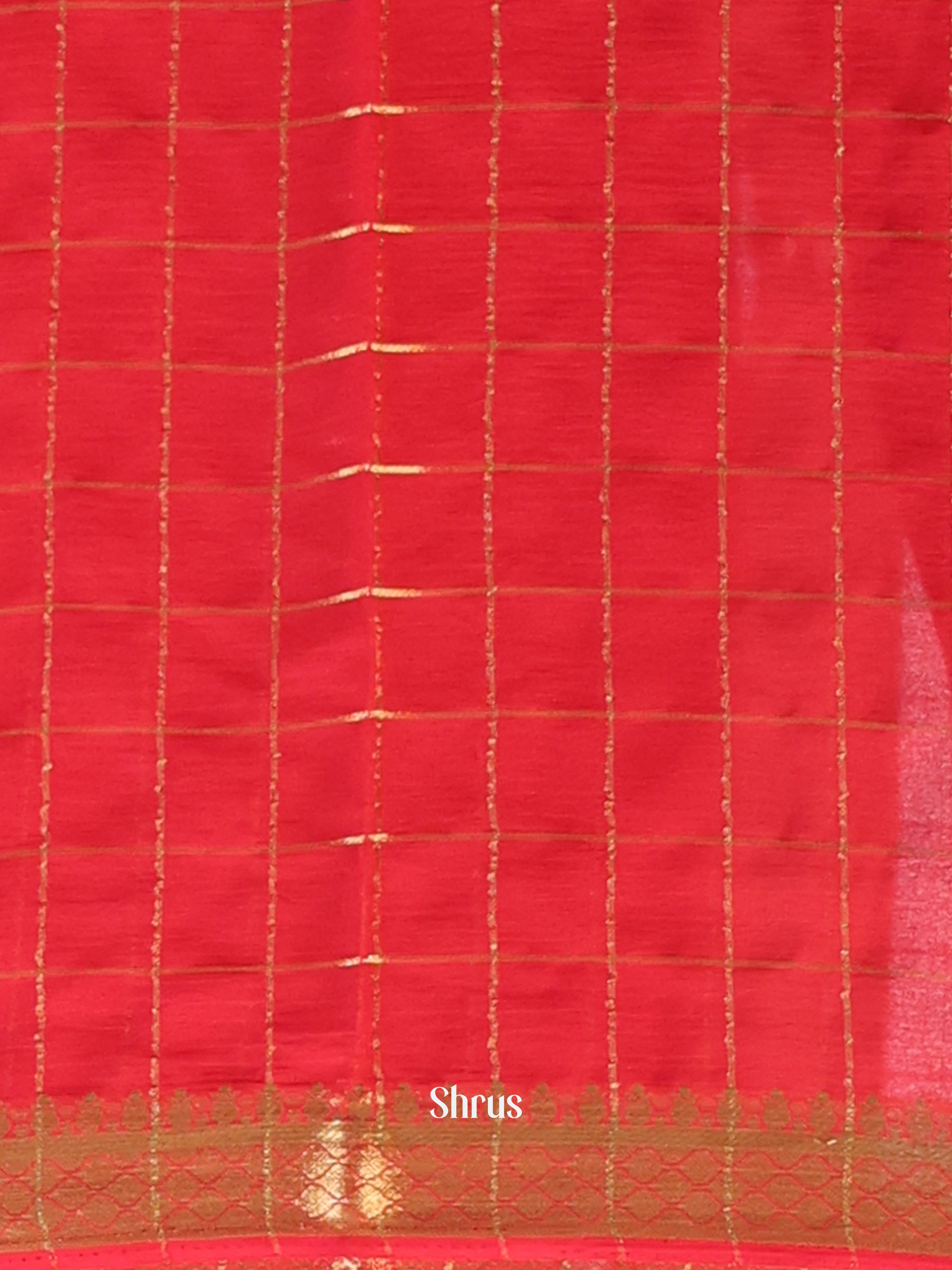 Red - Semi Mysoresilk Saree