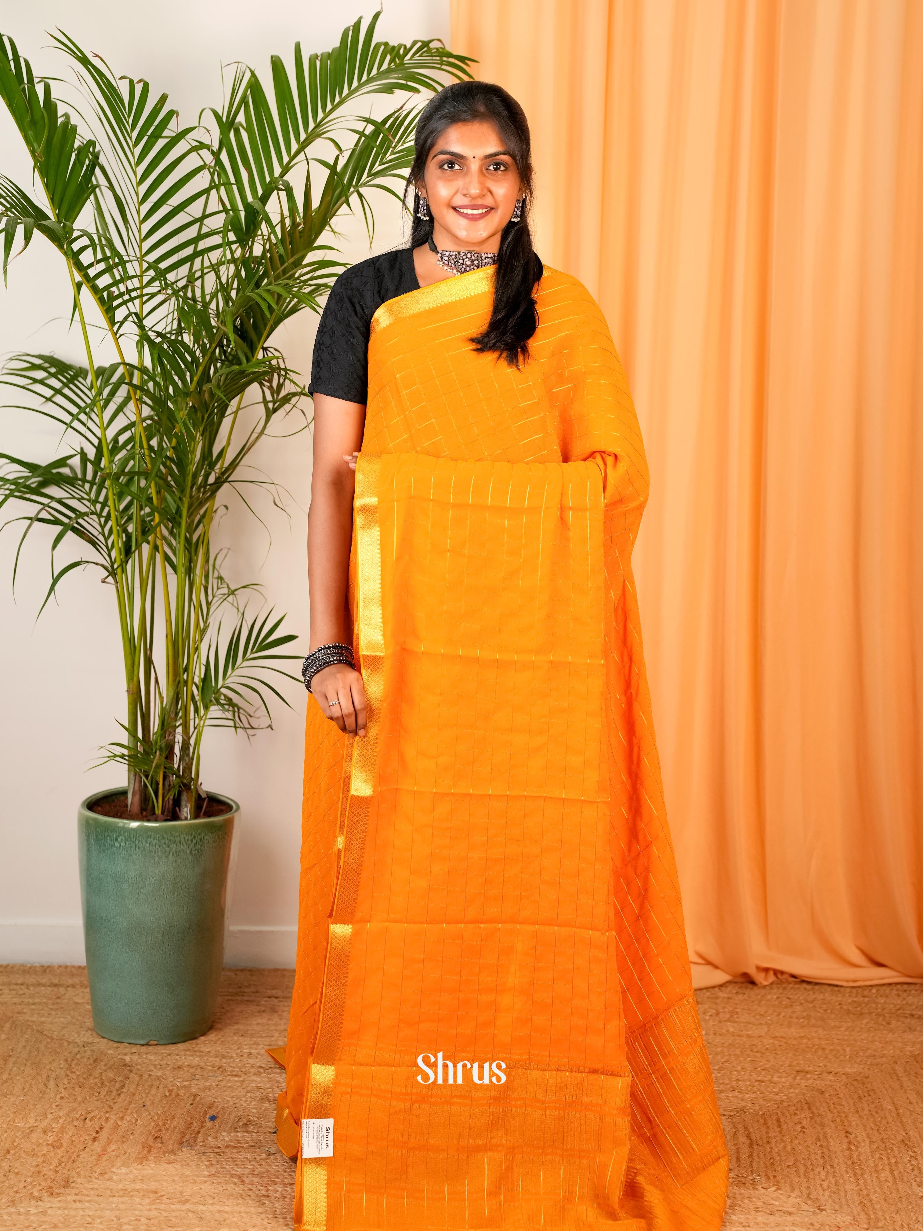 Orange- Semi Mysoresilk Saree