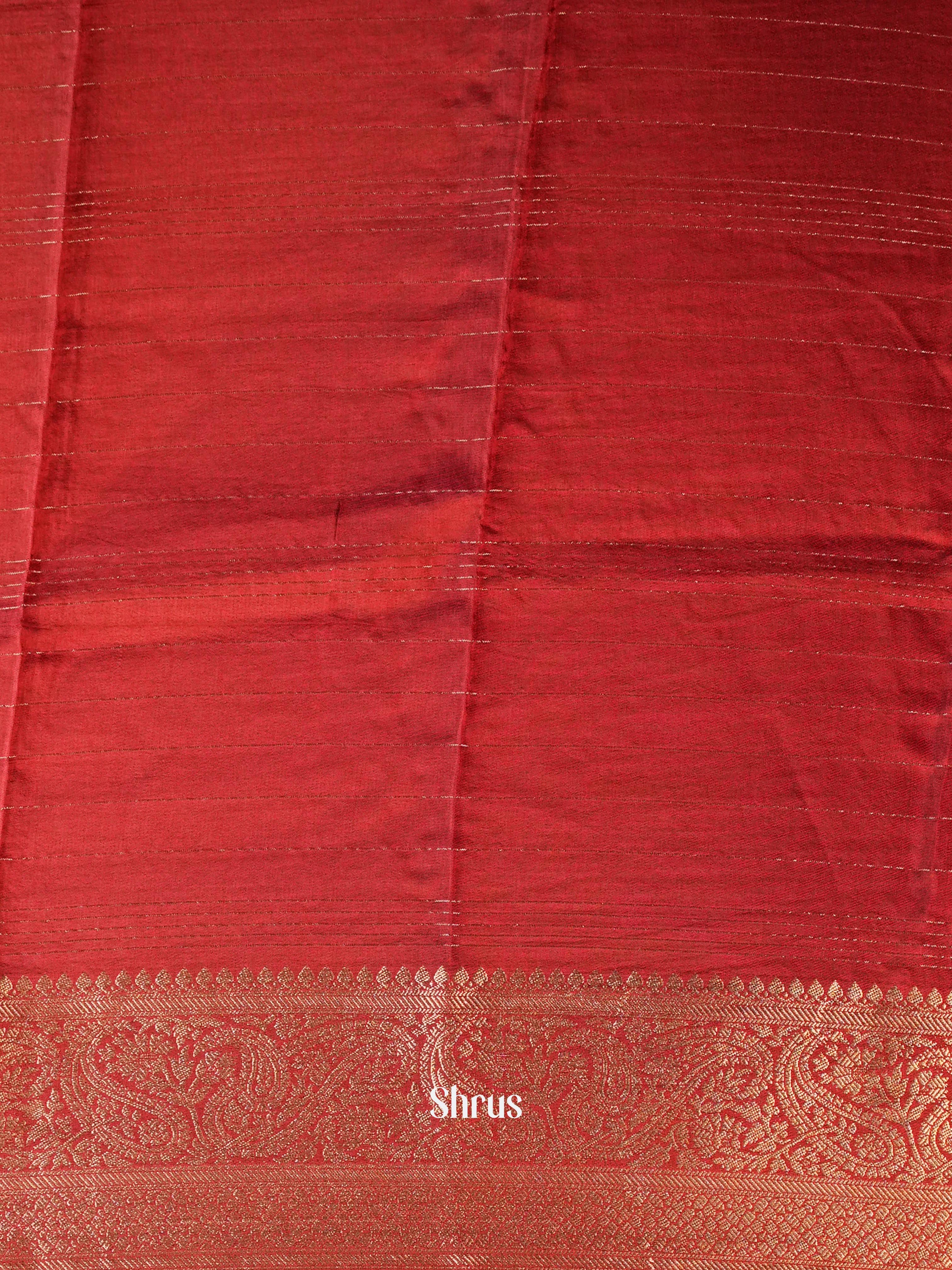 Red - Semi Mysoresilk Saree