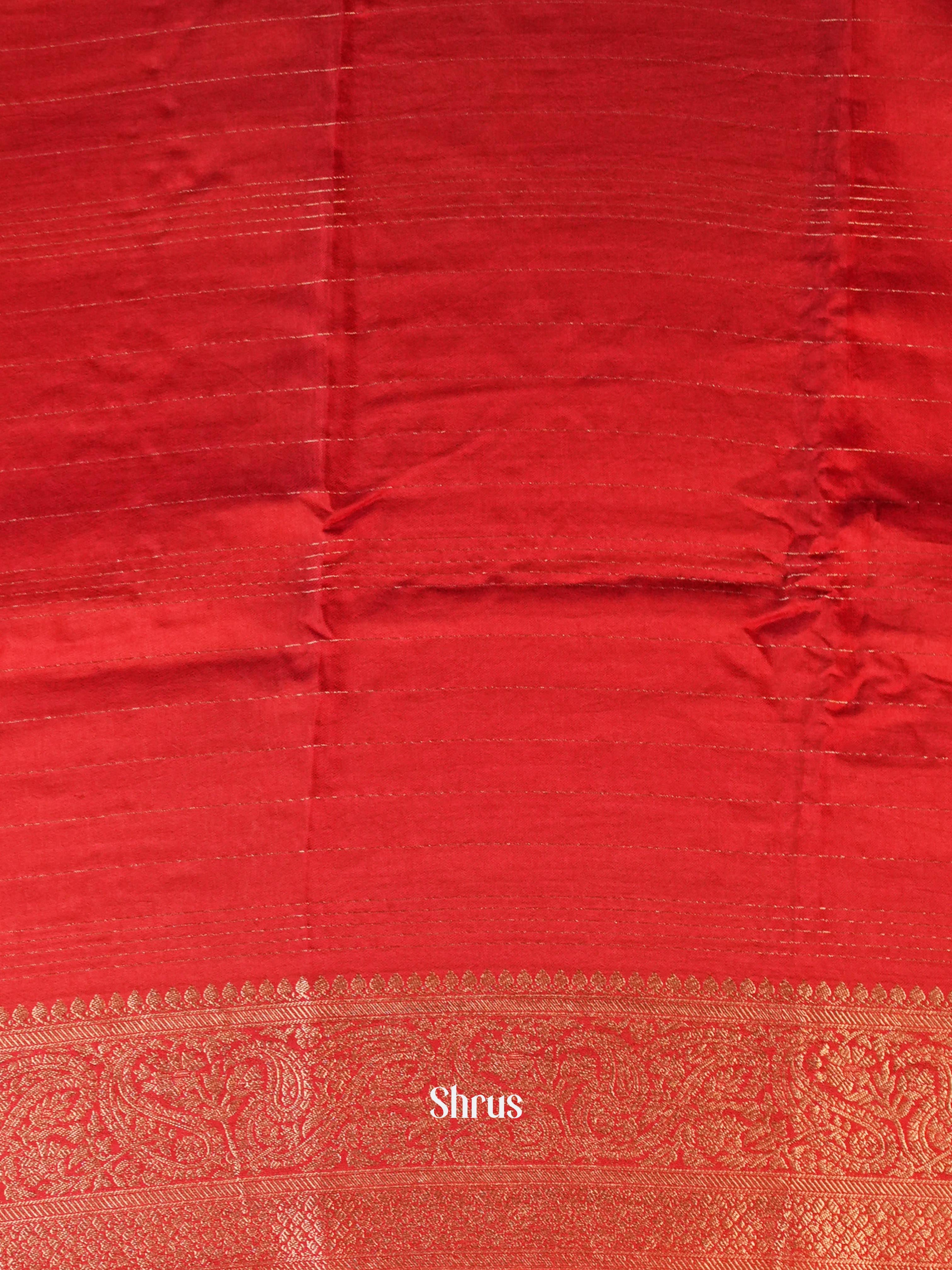 Red - Semi Mysoresilk Saree