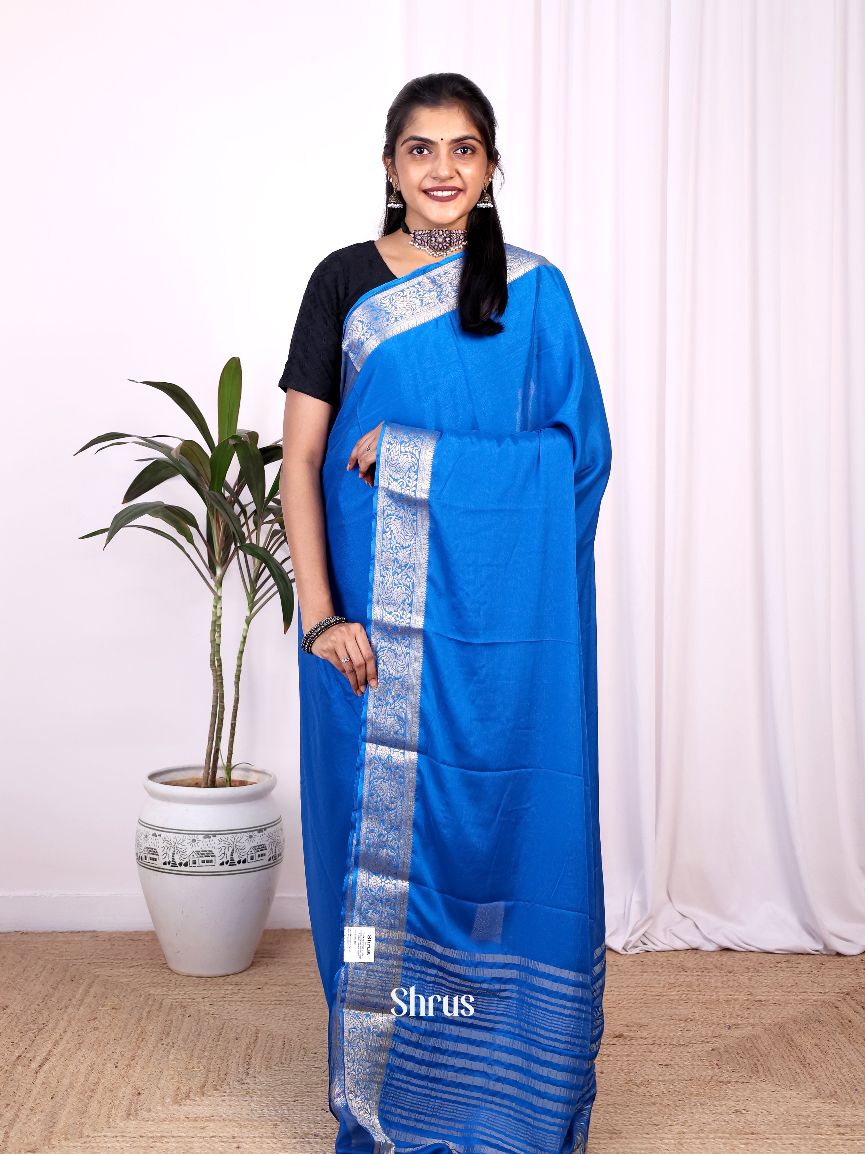 Blue- Semi Mysoresilk Saree