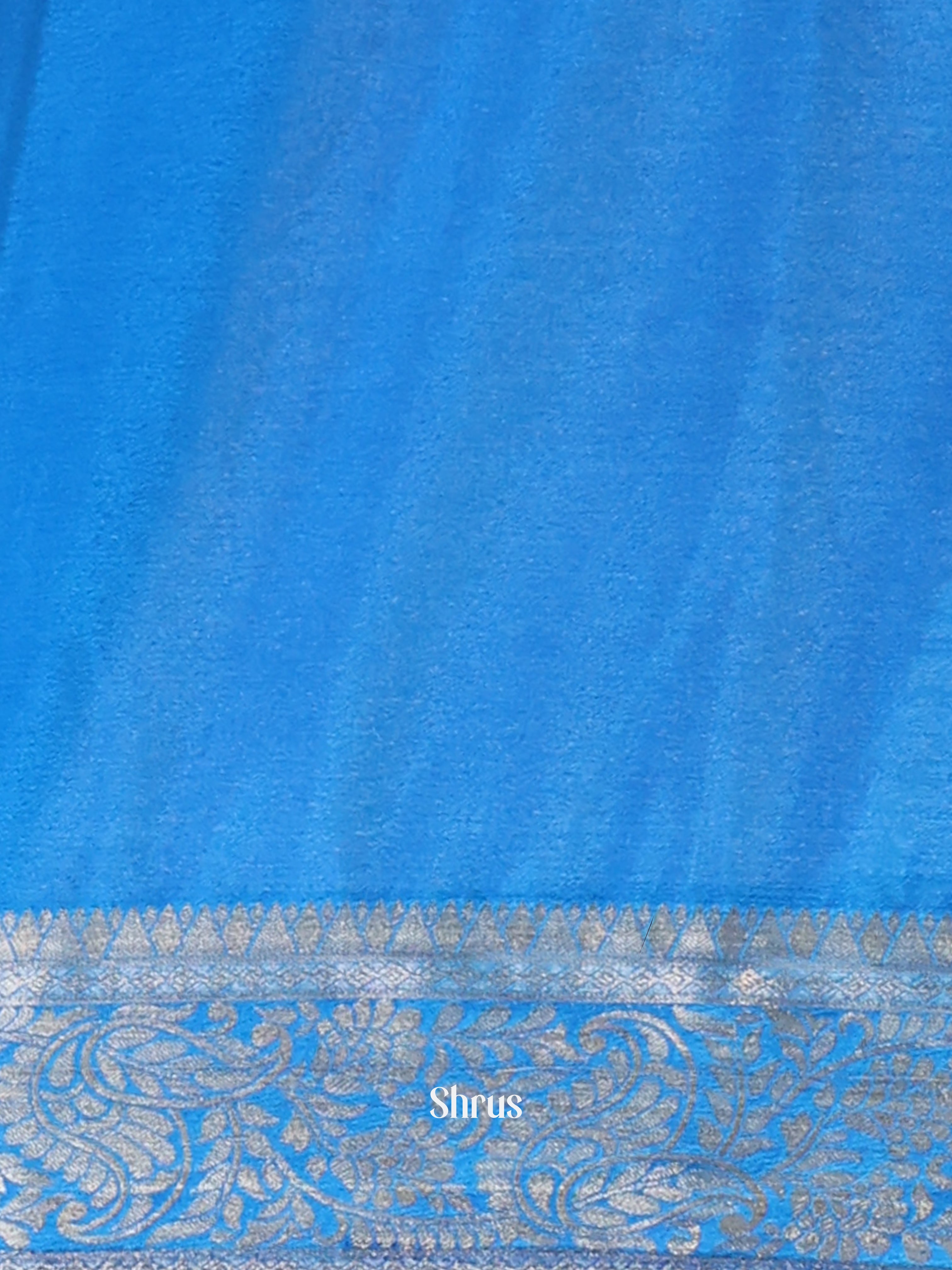 Blue - Semi Mysoresilk Saree