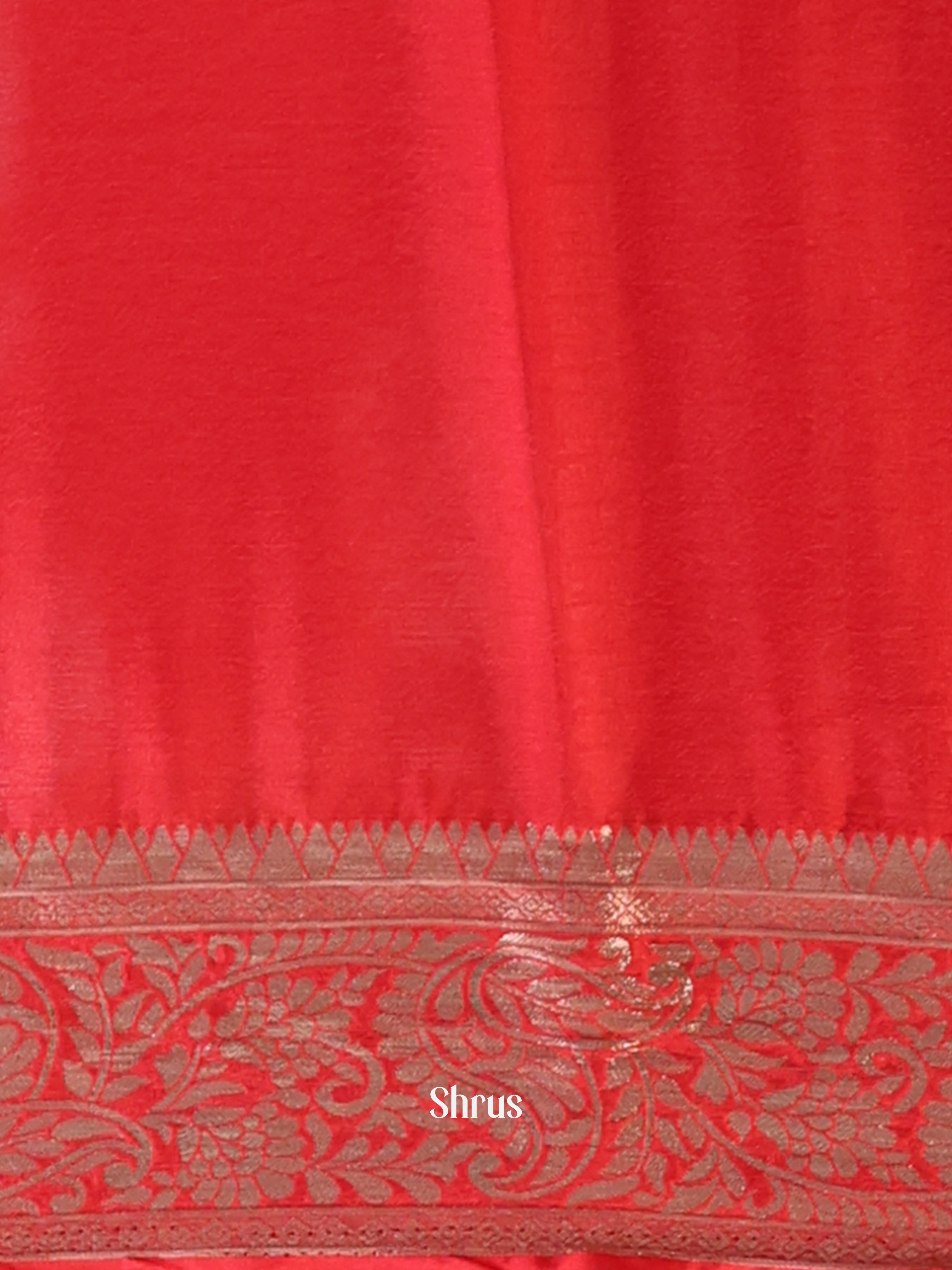 Red - Semi Mysoresilk Saree