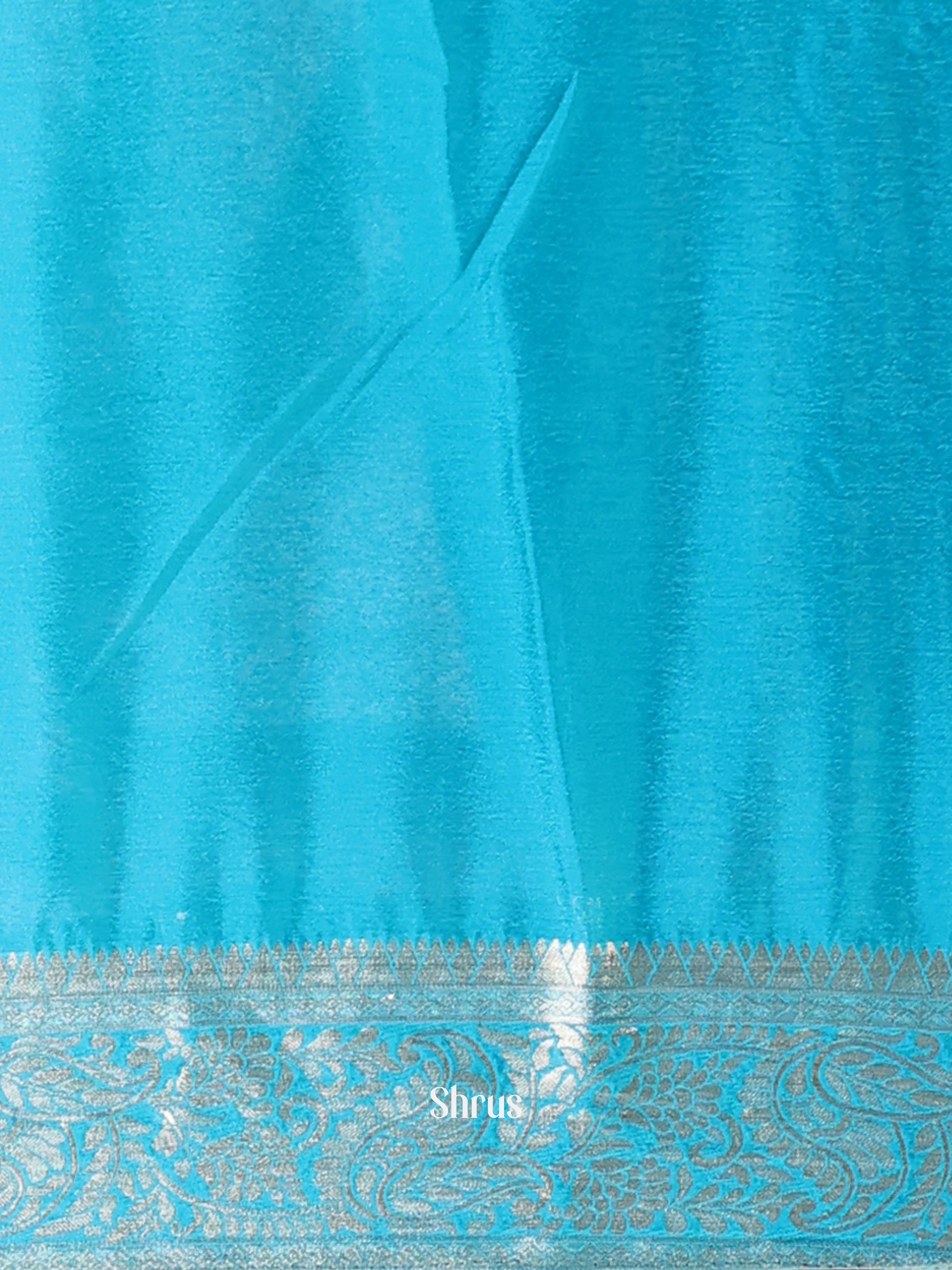 Teal - Semi Mysoresilk Saree