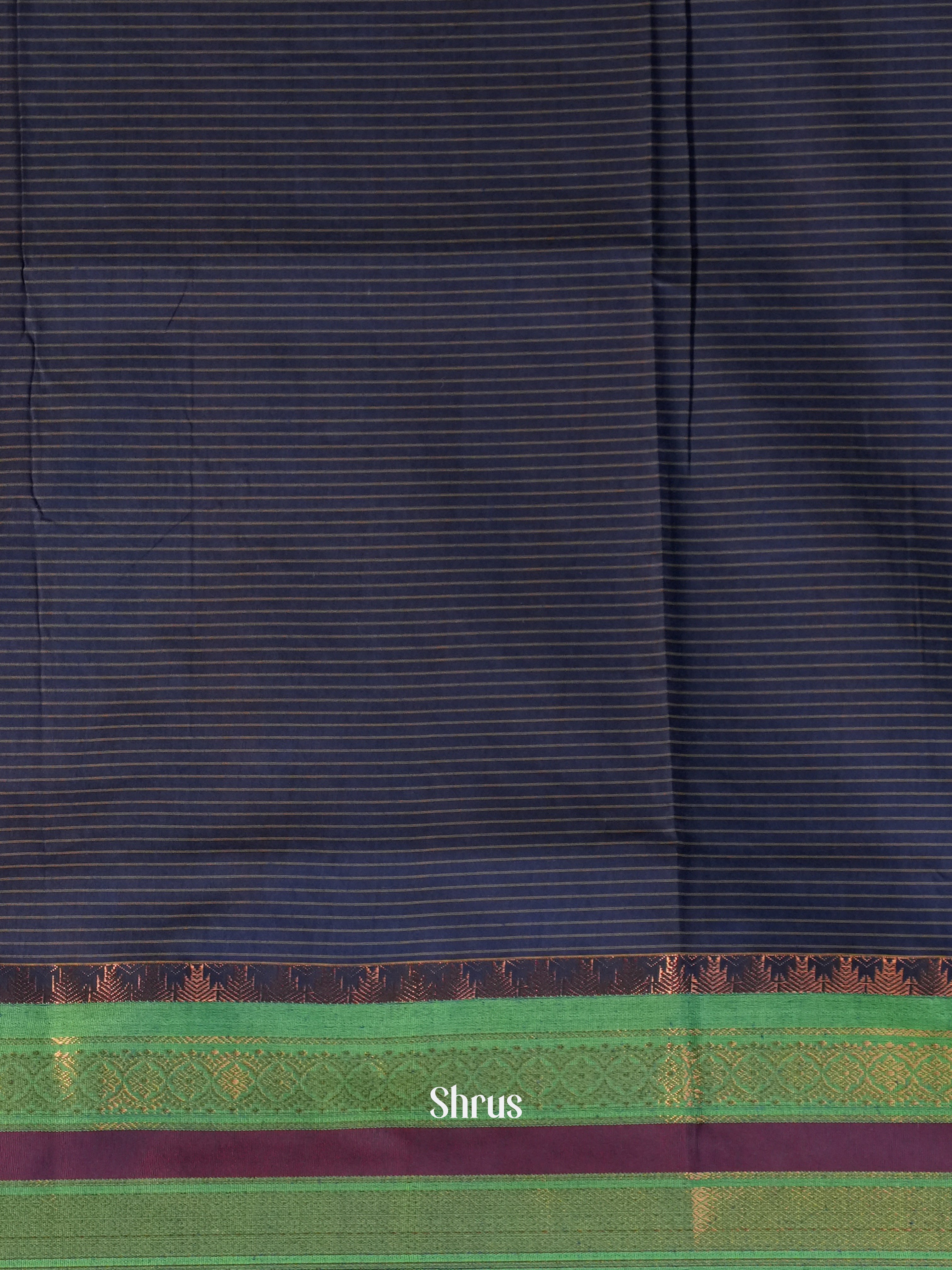 Lite Brown & Blue - Kalyani Cotton Saree