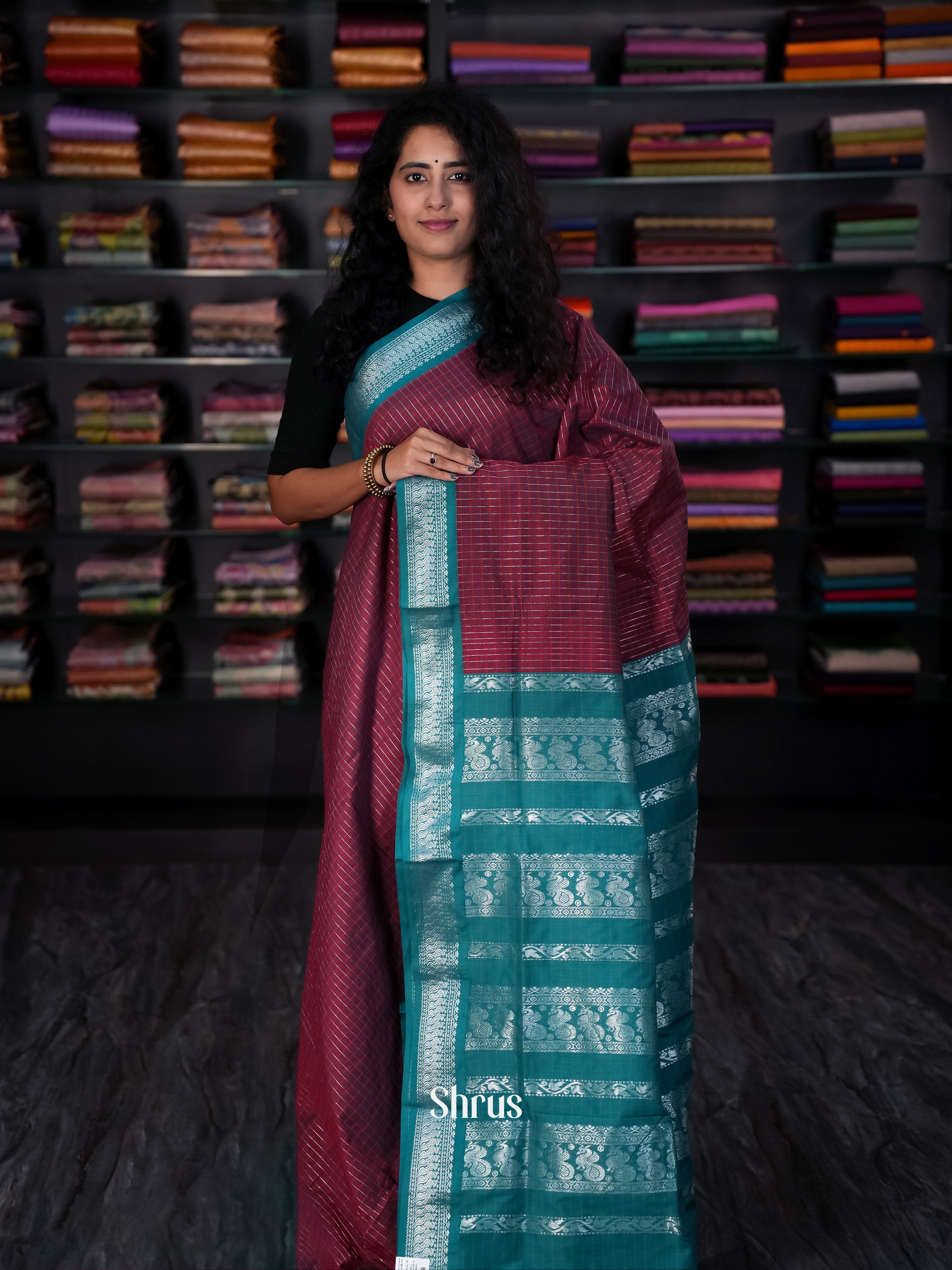 Brown & Teal - Kalyani Cotton