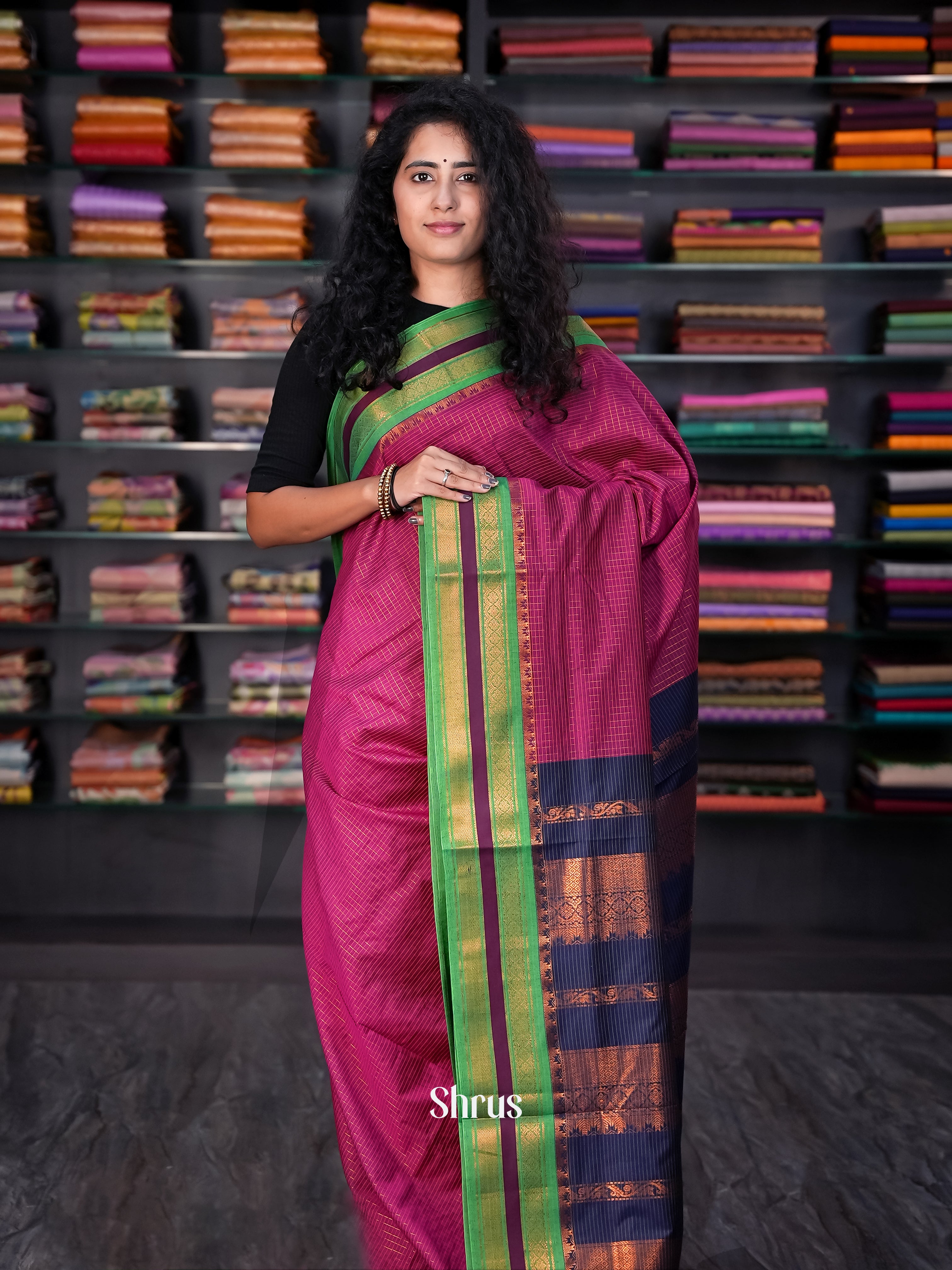 Maroon & Blue - Kalyani Cotton