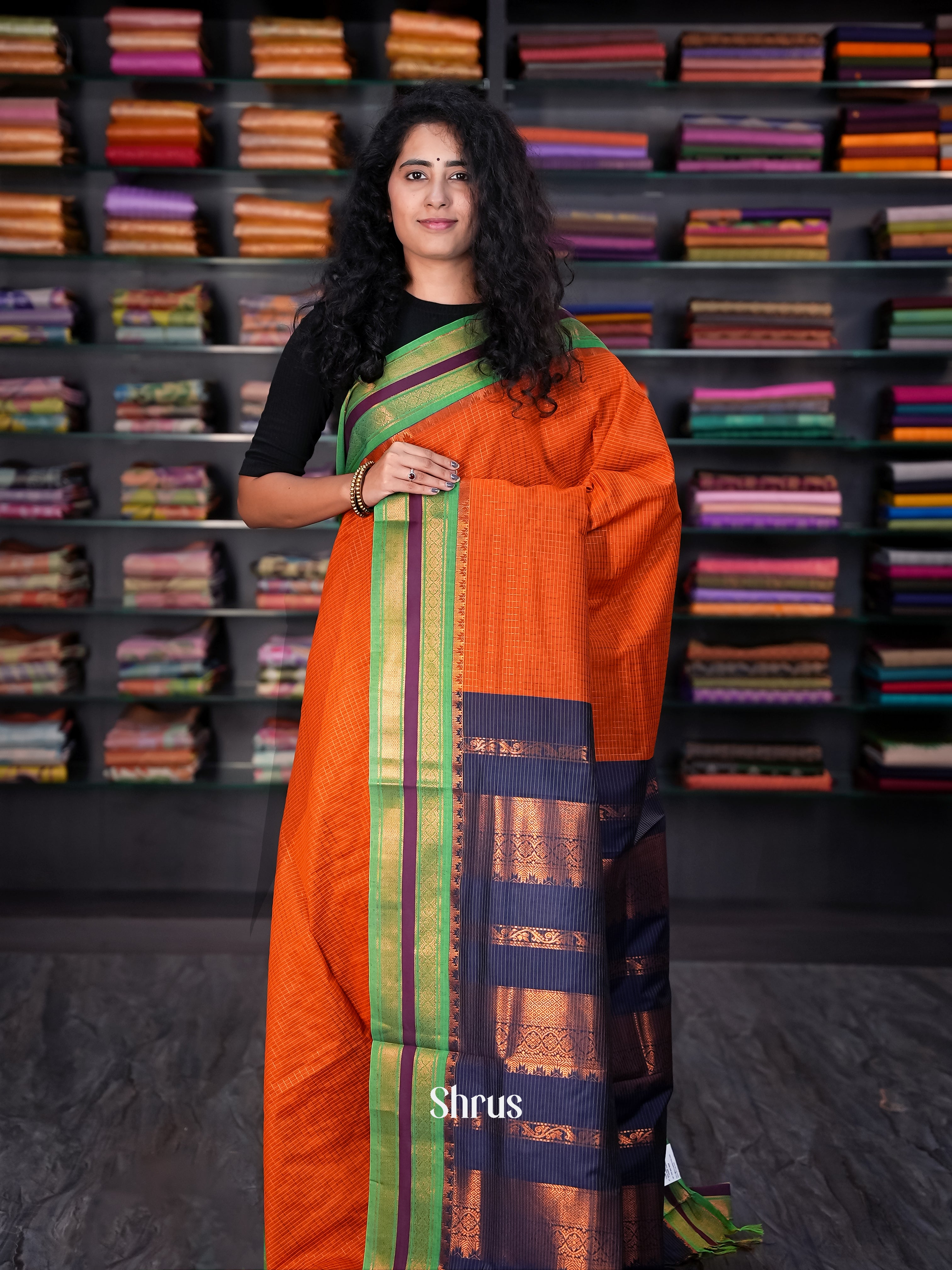 Orange & Blue - Kalyani Cotton