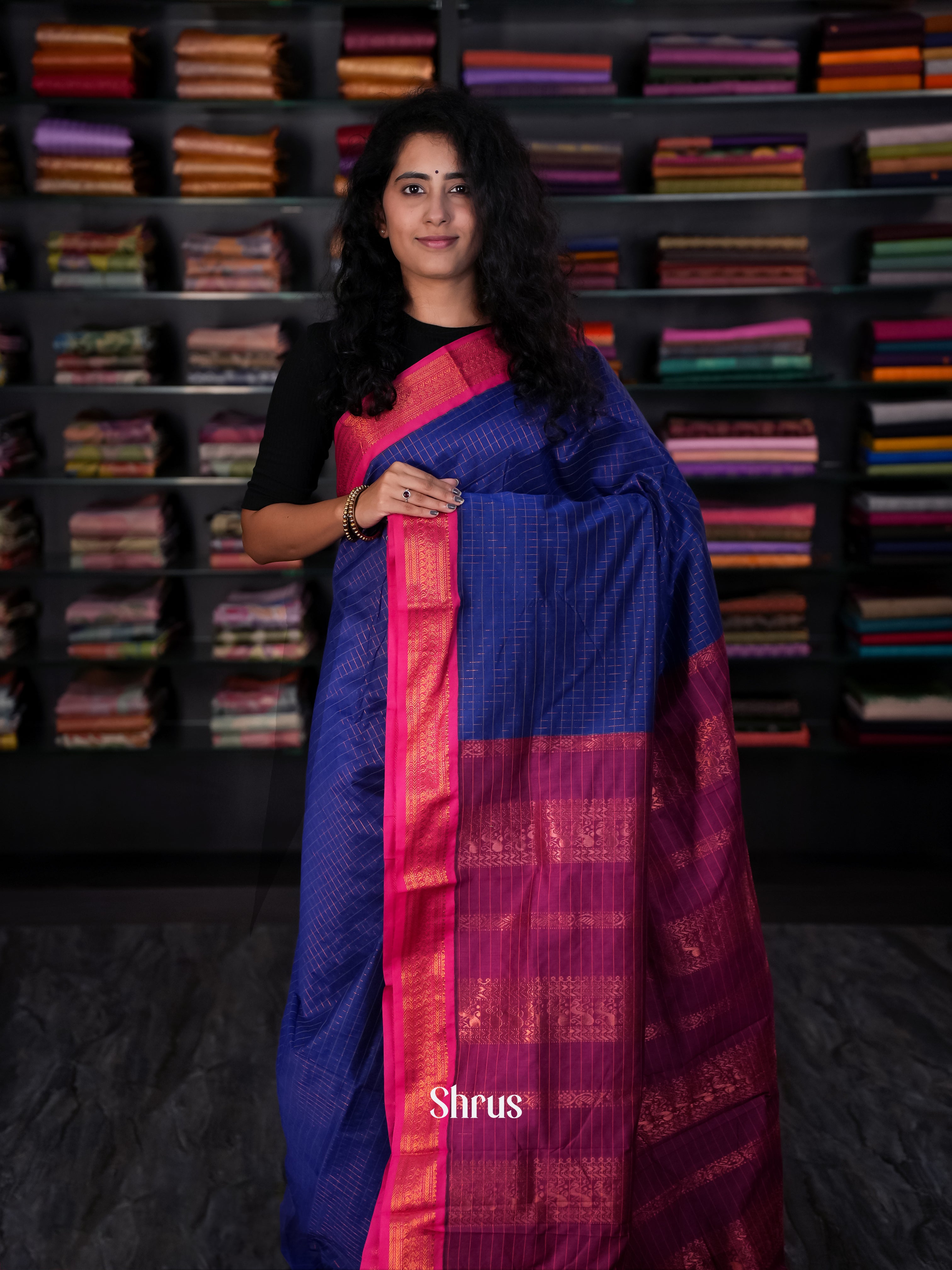 Blue & Pink -  Kalyani Cotton