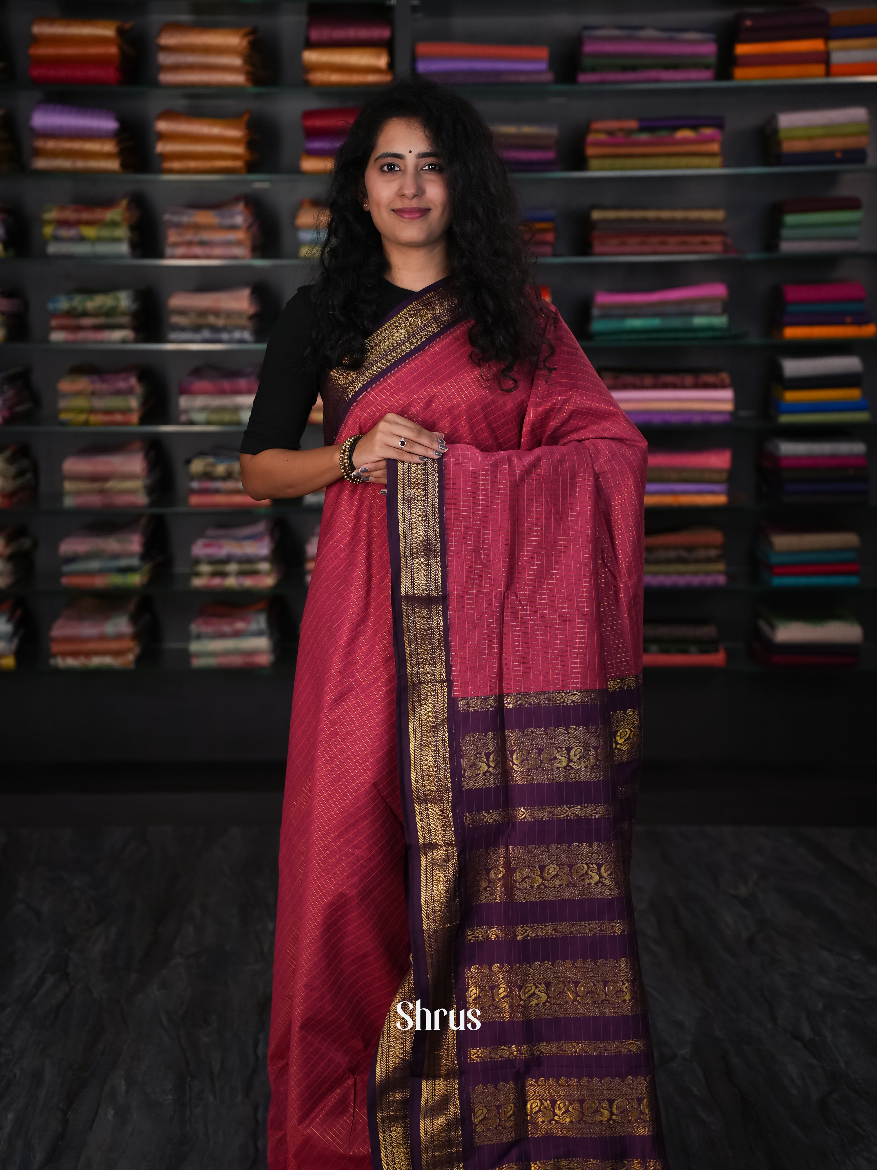 Red & Violet - Kalyani Cotton Saree