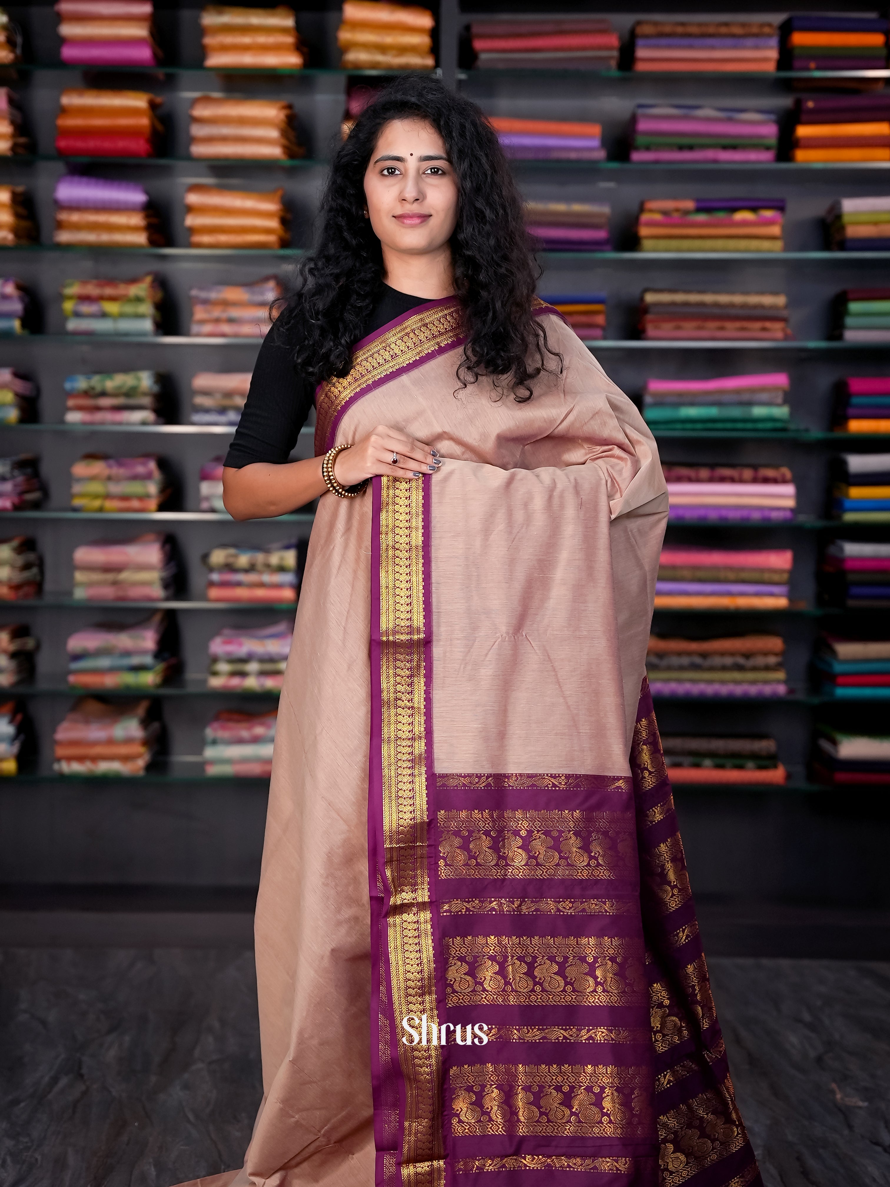 Dusty Pink & Purple - Kalyani Cotton Saree