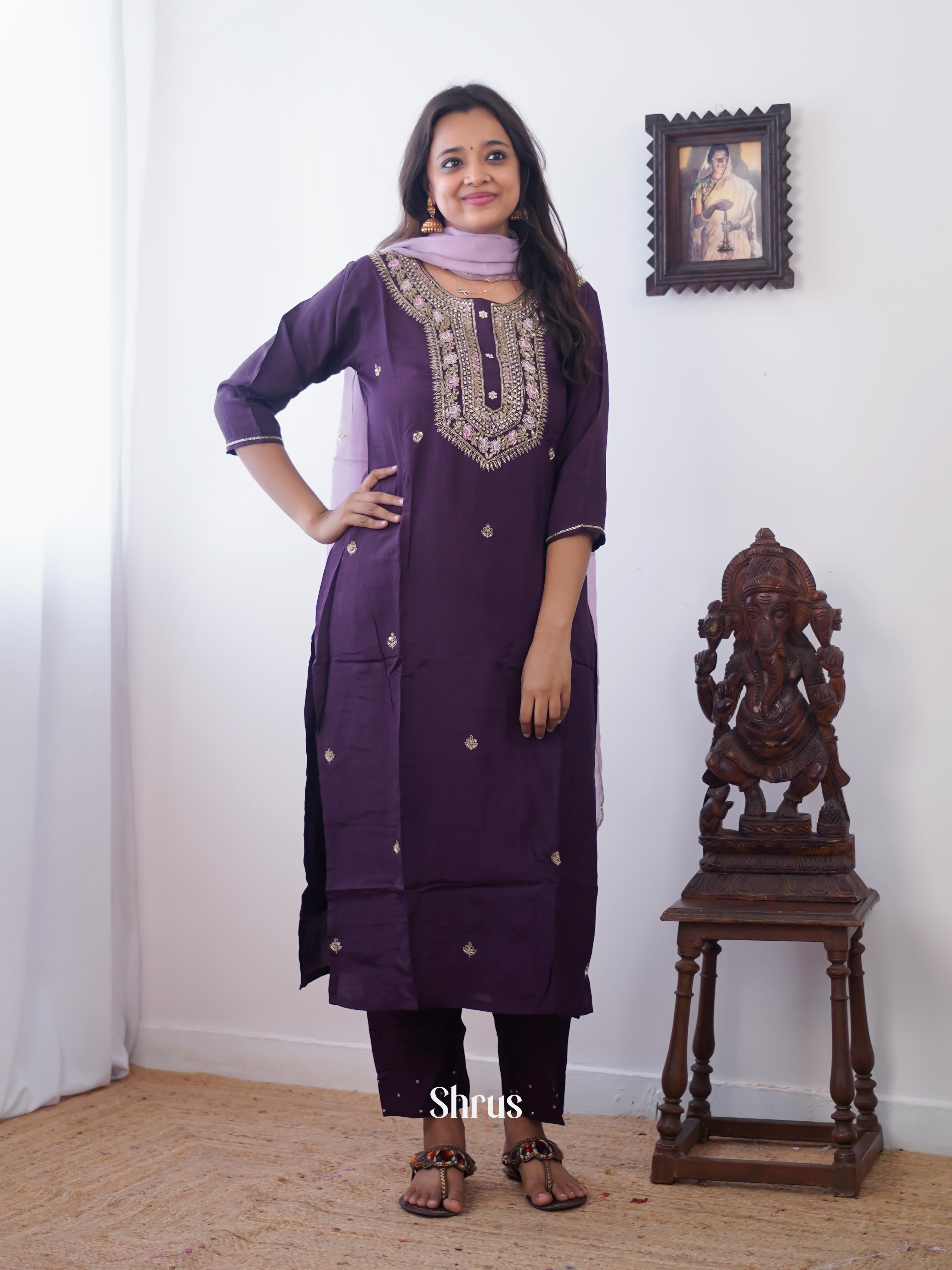 Violet  -3pc embroidery  Readymade Suits