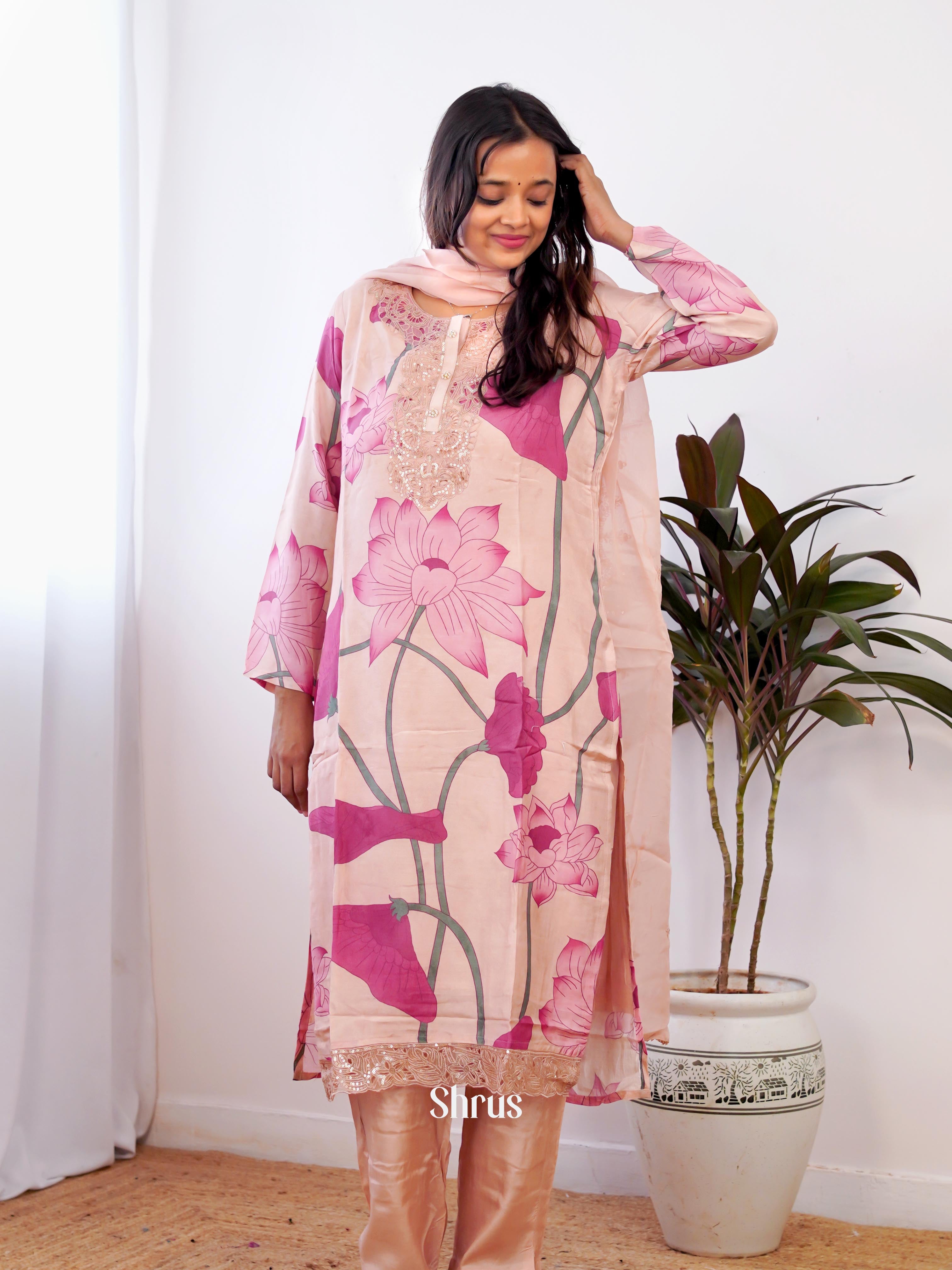 Pink -3pc  Readymade Suits