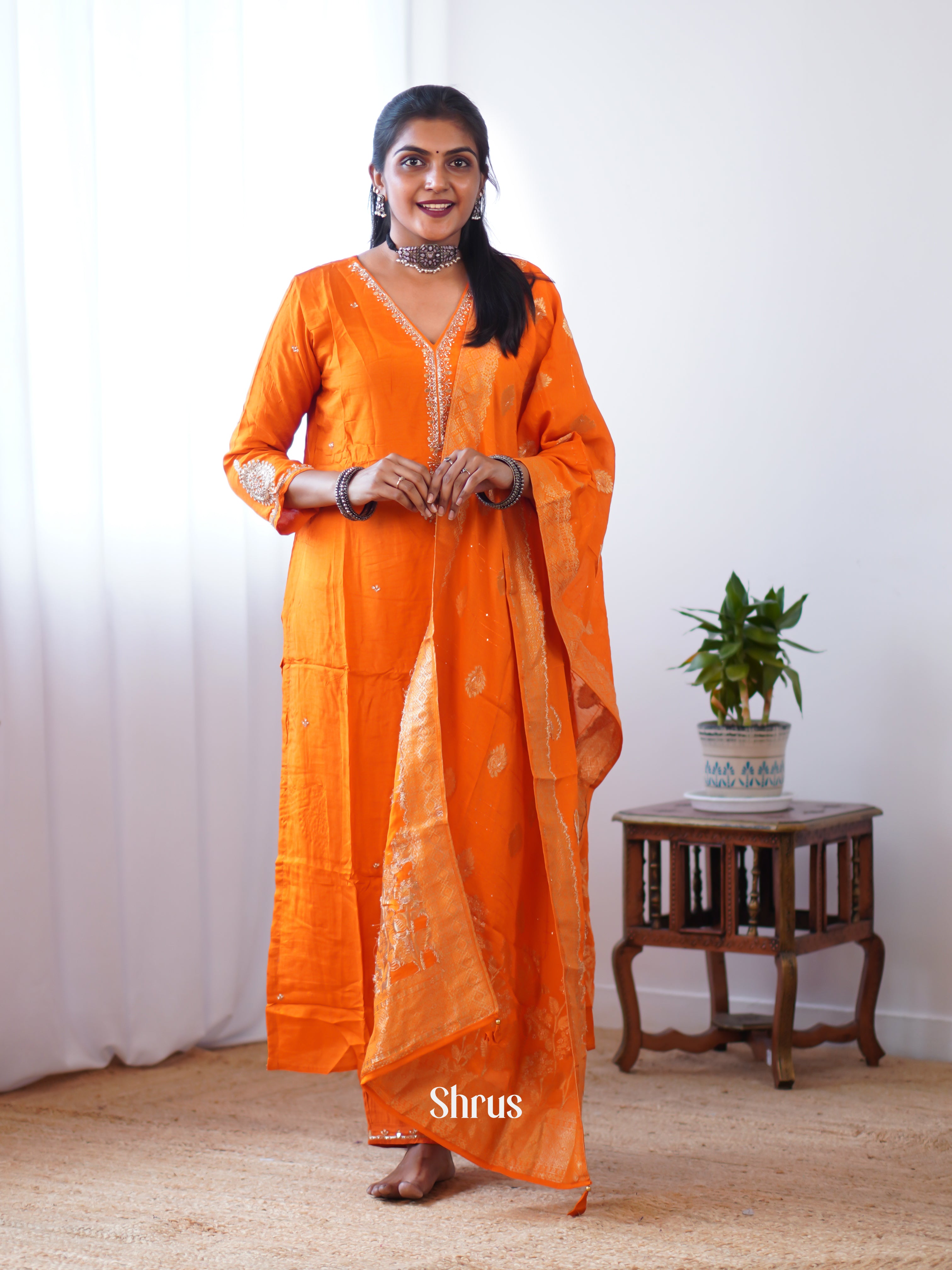 Orange - 3pc Readymade Suits