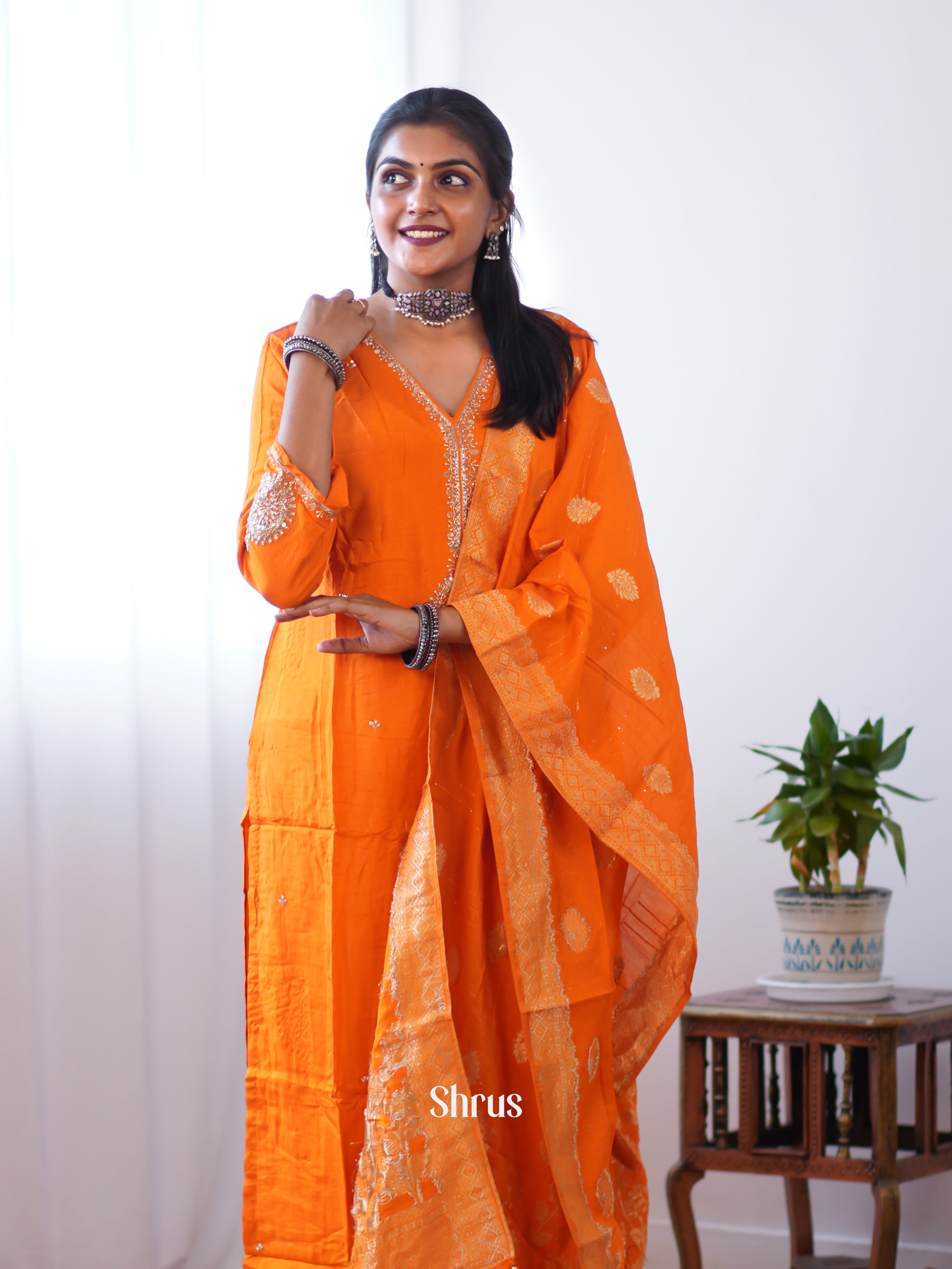 Orange - 3pc Readymade Suits