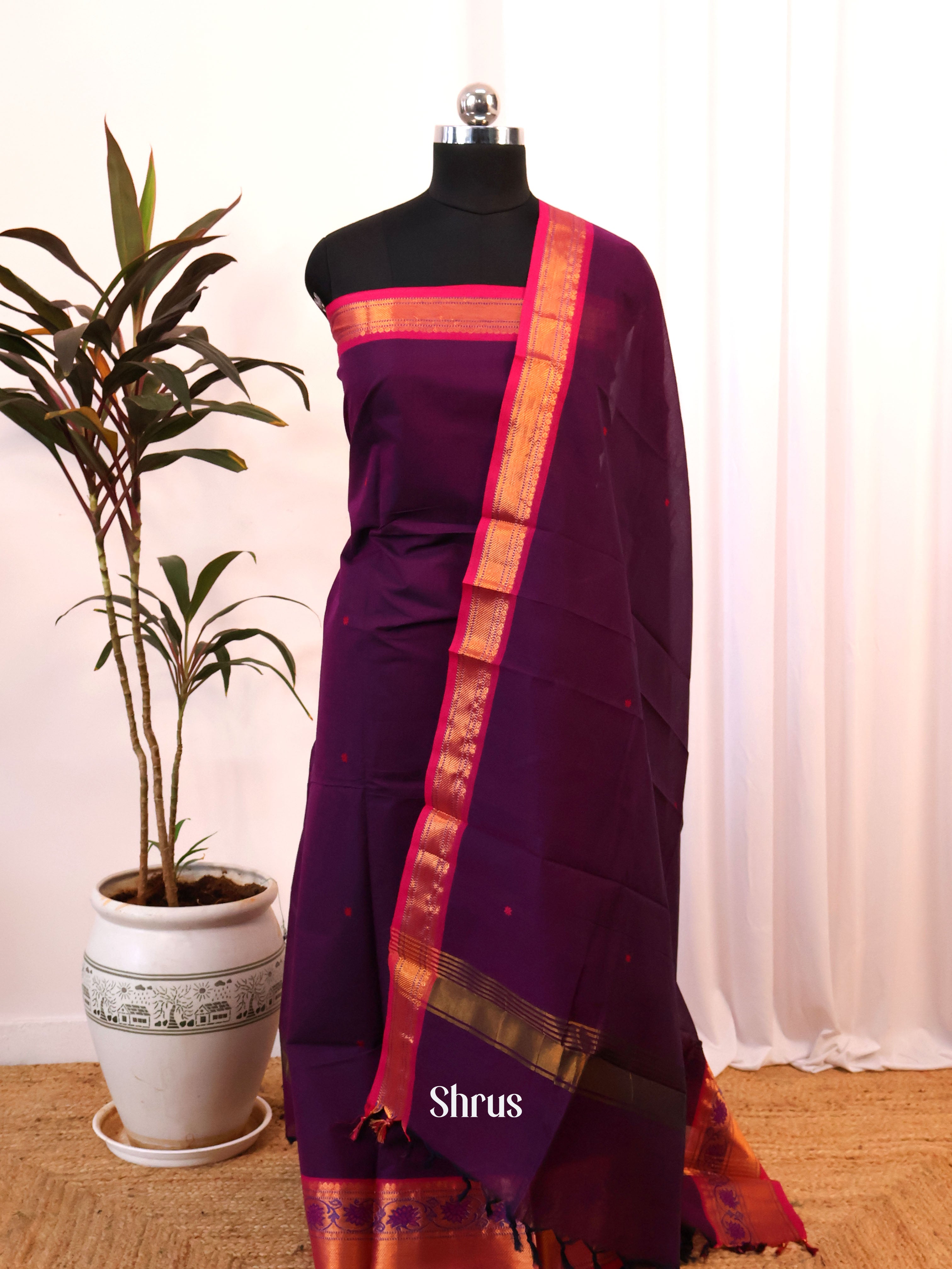 Violet & Pink - chettinad top & dupatta combo