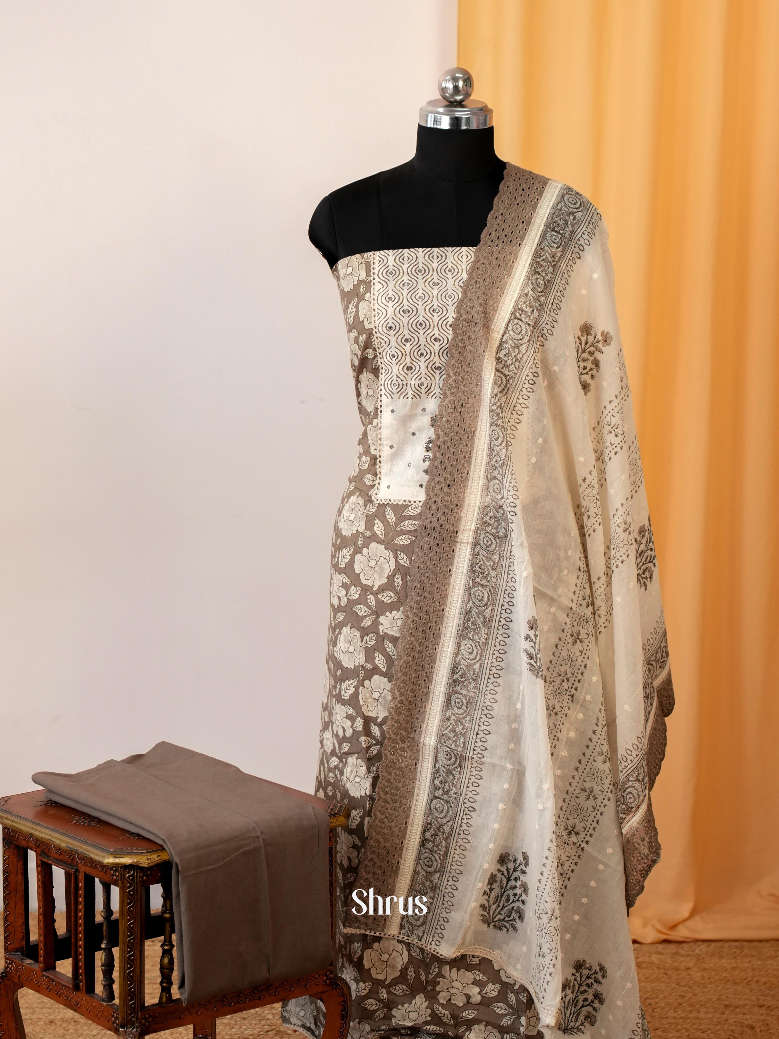 Grey & White -Ajrakh Salwar