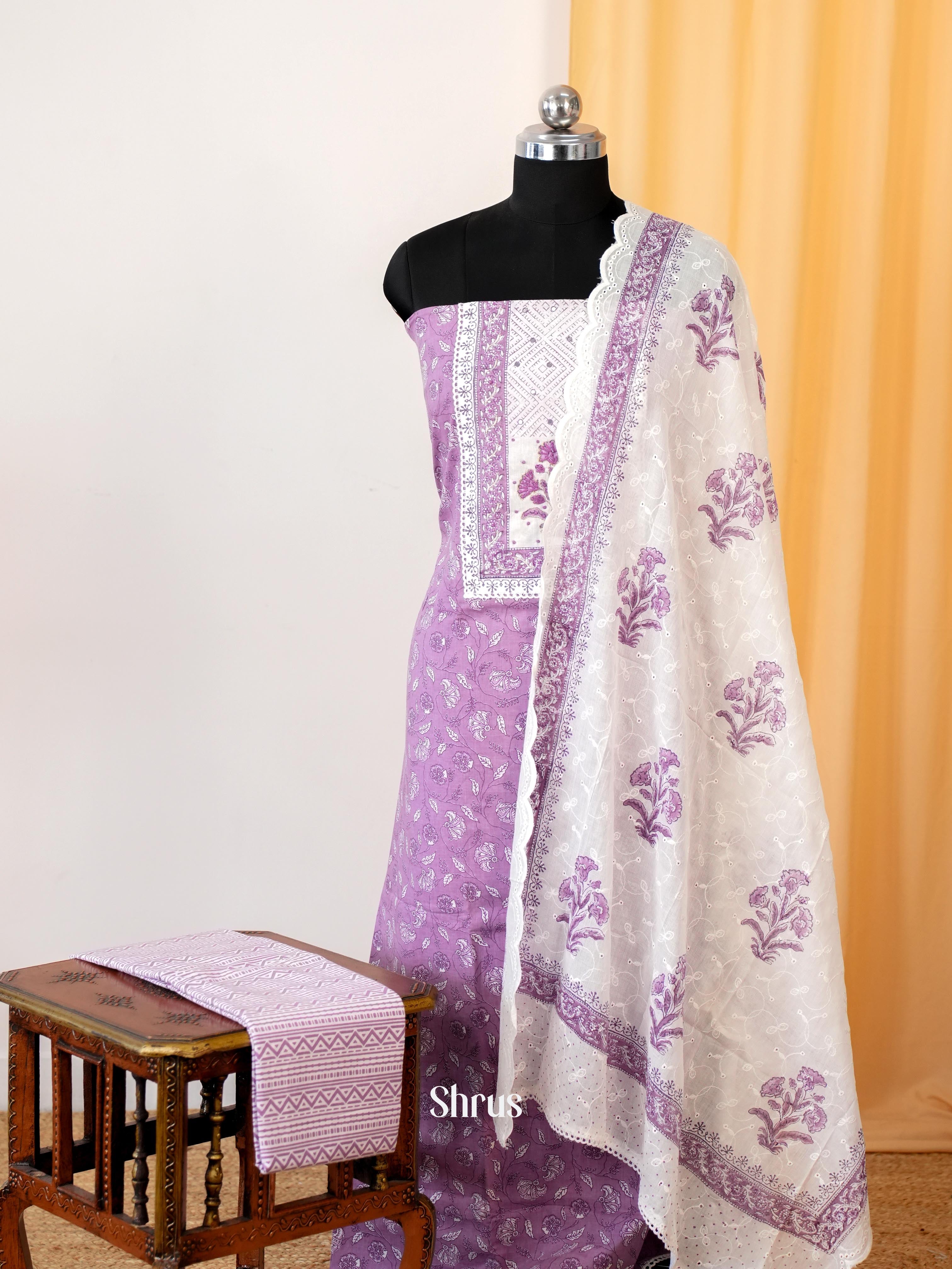 Purple &  White - Ajrakh Salwar