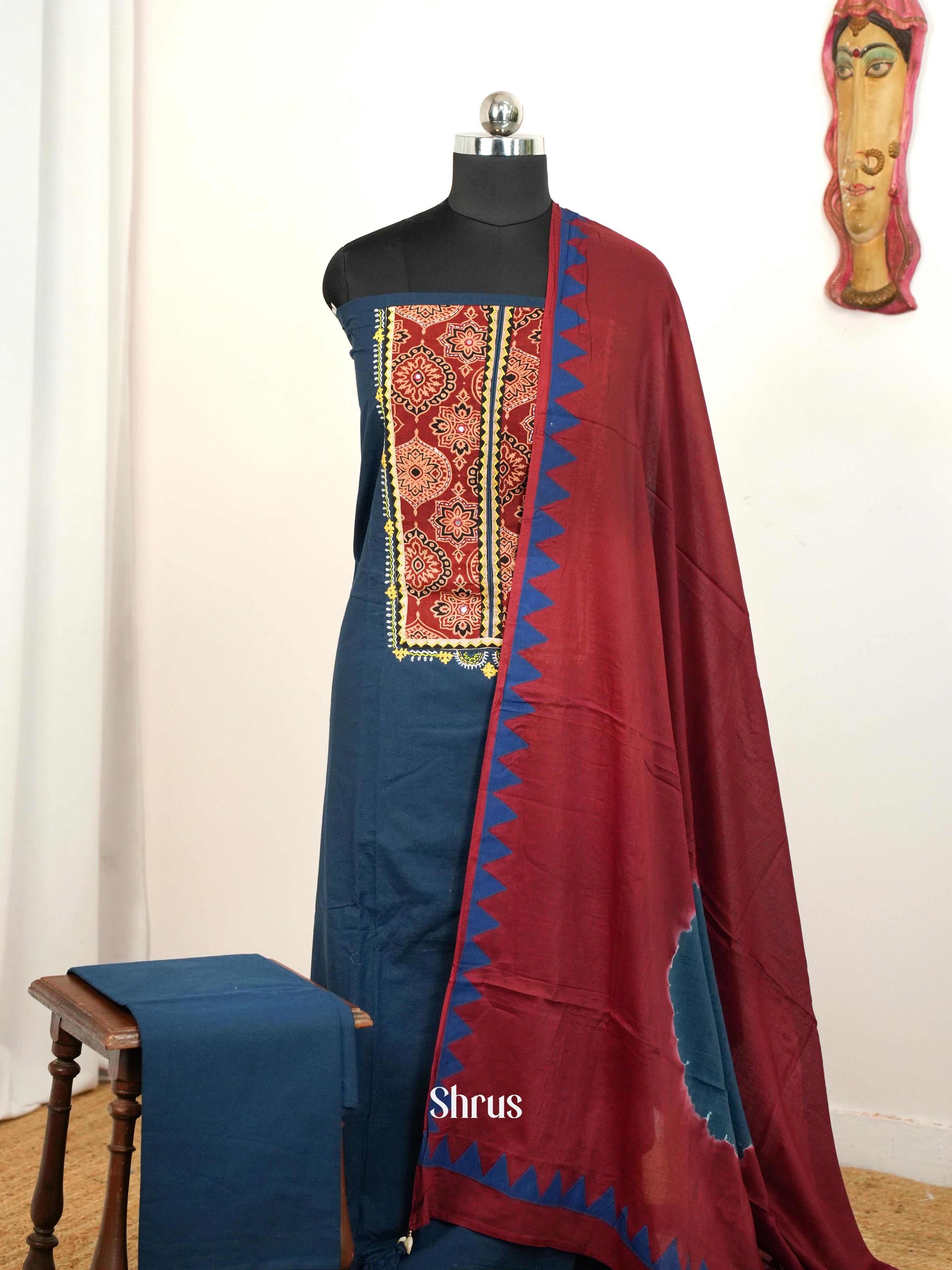 Blue & Red- Ajrakh Salwar