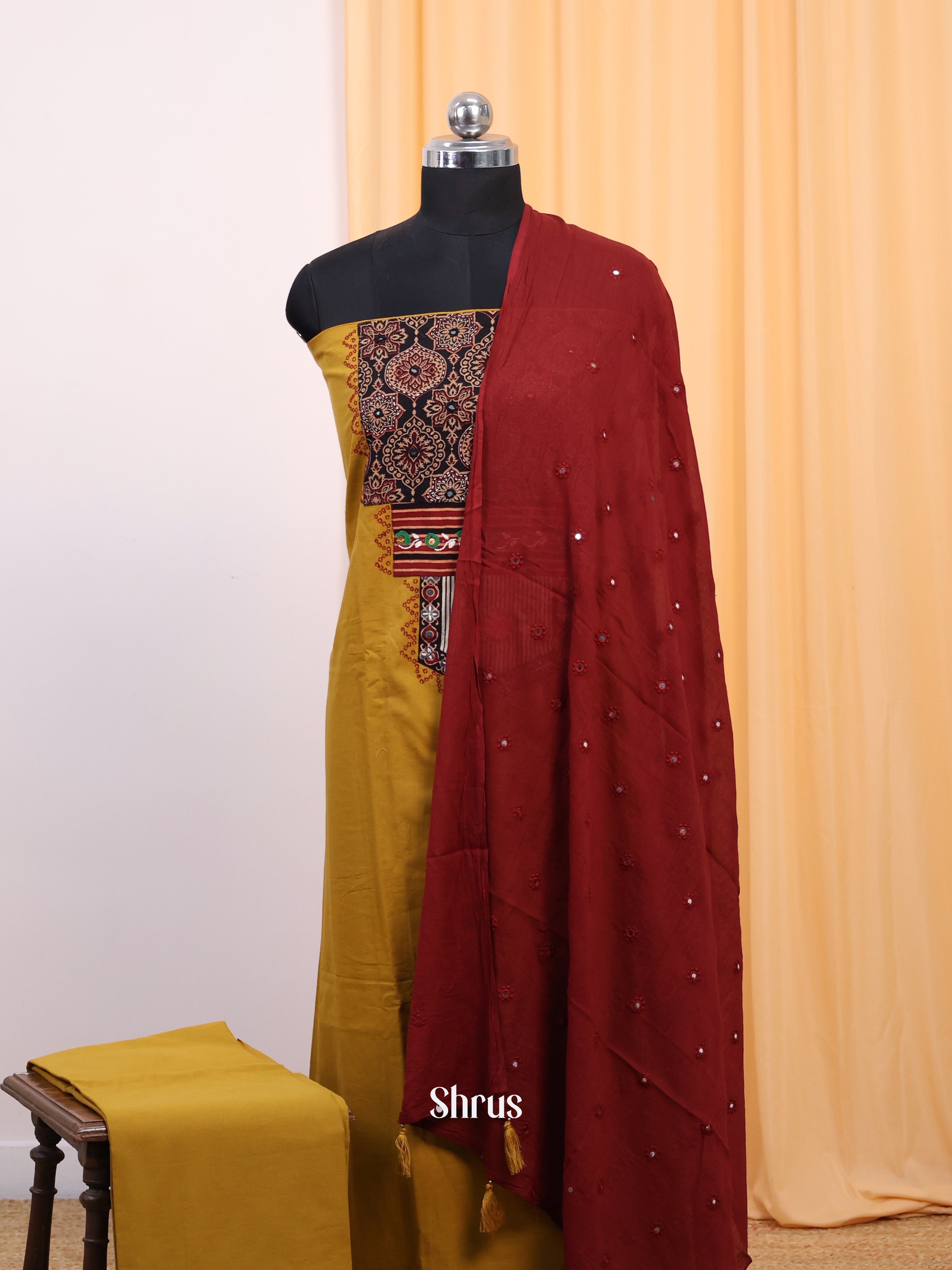 Mustard & Red-  Ajrakh Salwar