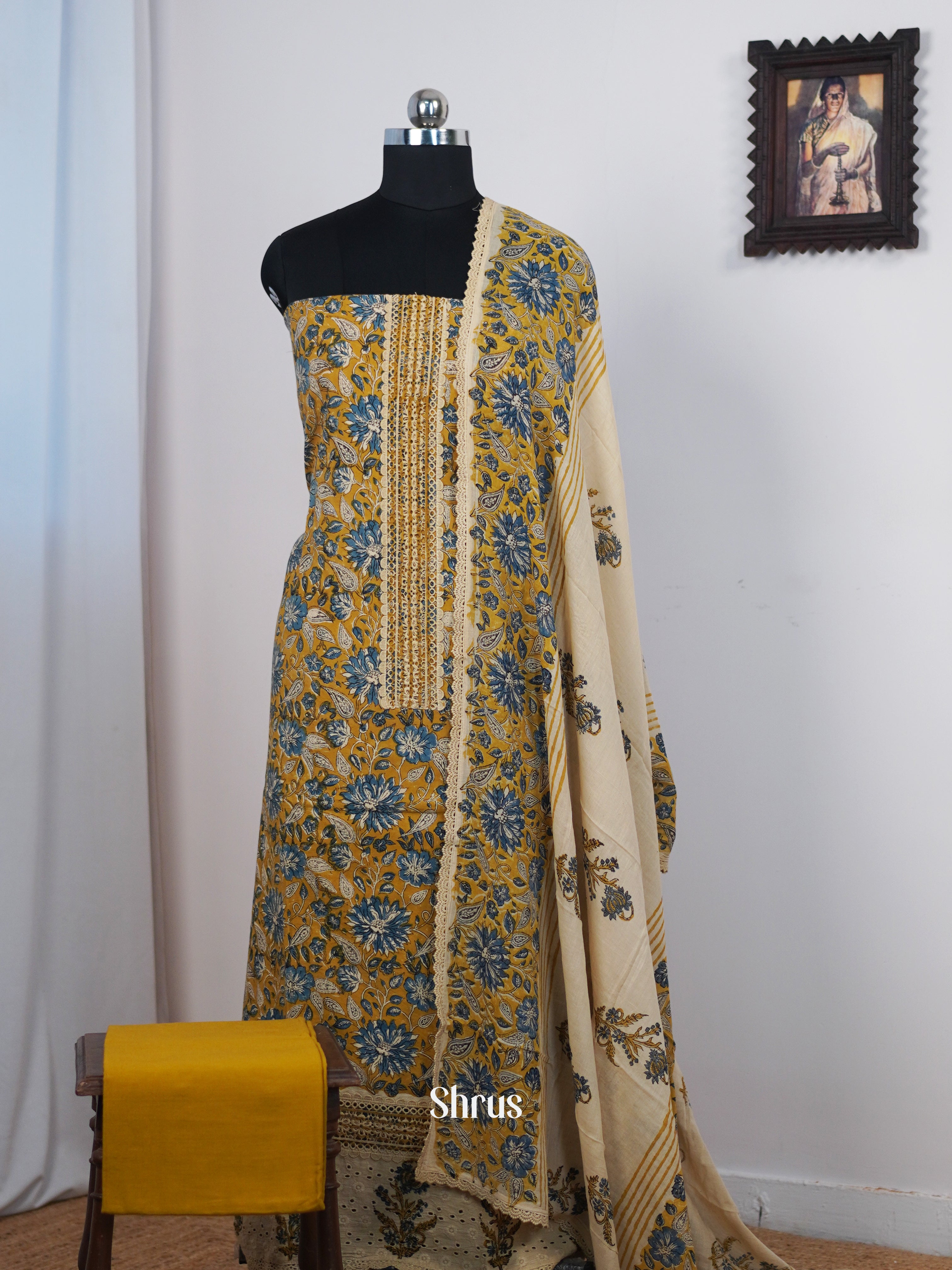 Mustard & Cream - Ajrakh Salwar