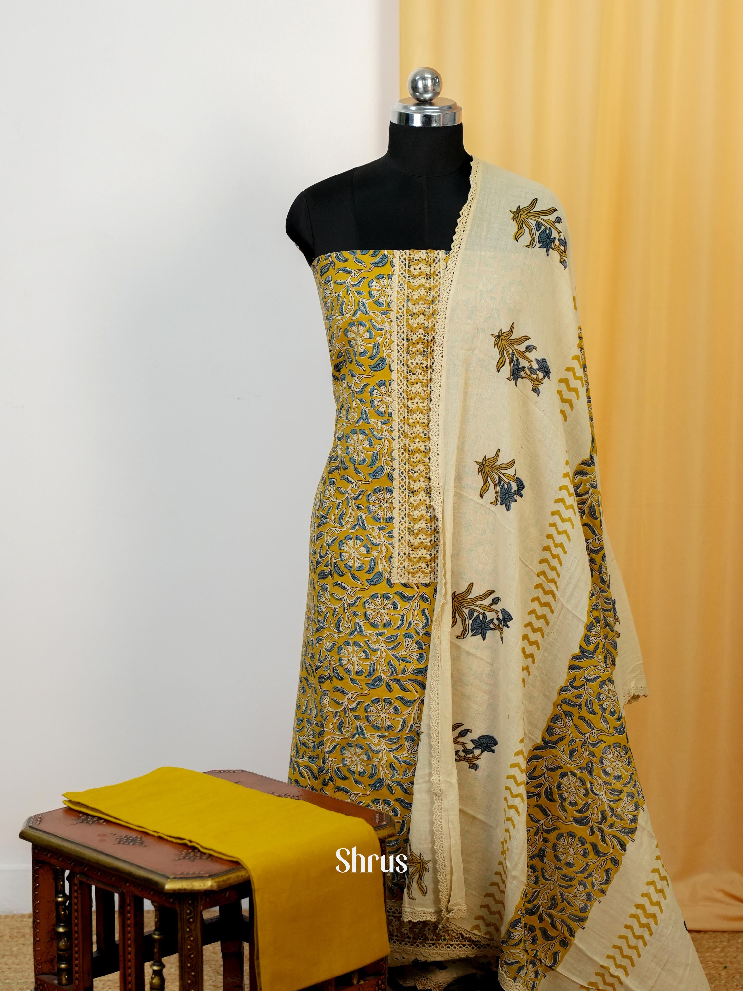 Yellow & White - Ajrakh Salwar