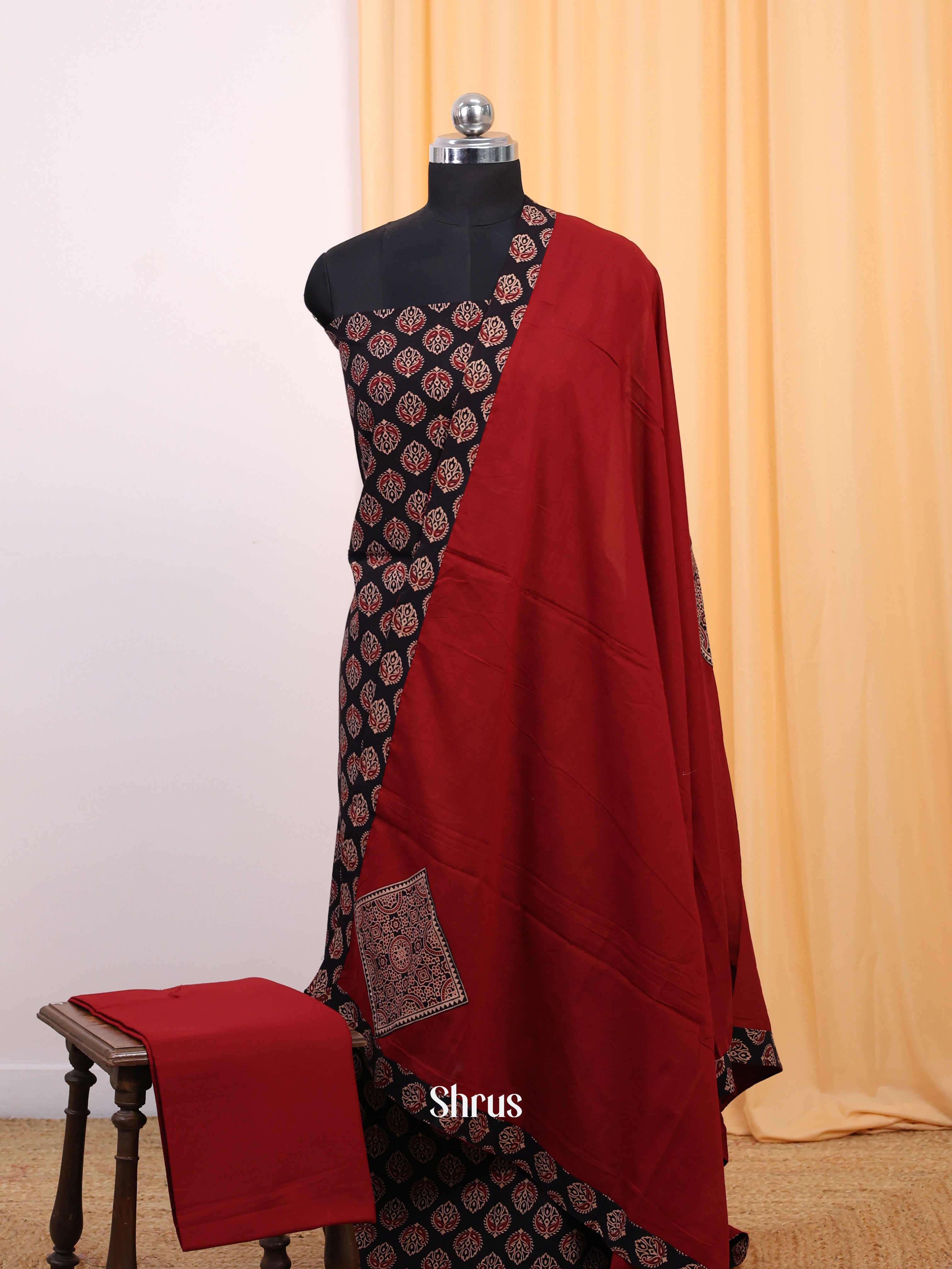 Black & Red-  Ajrakh Salwar