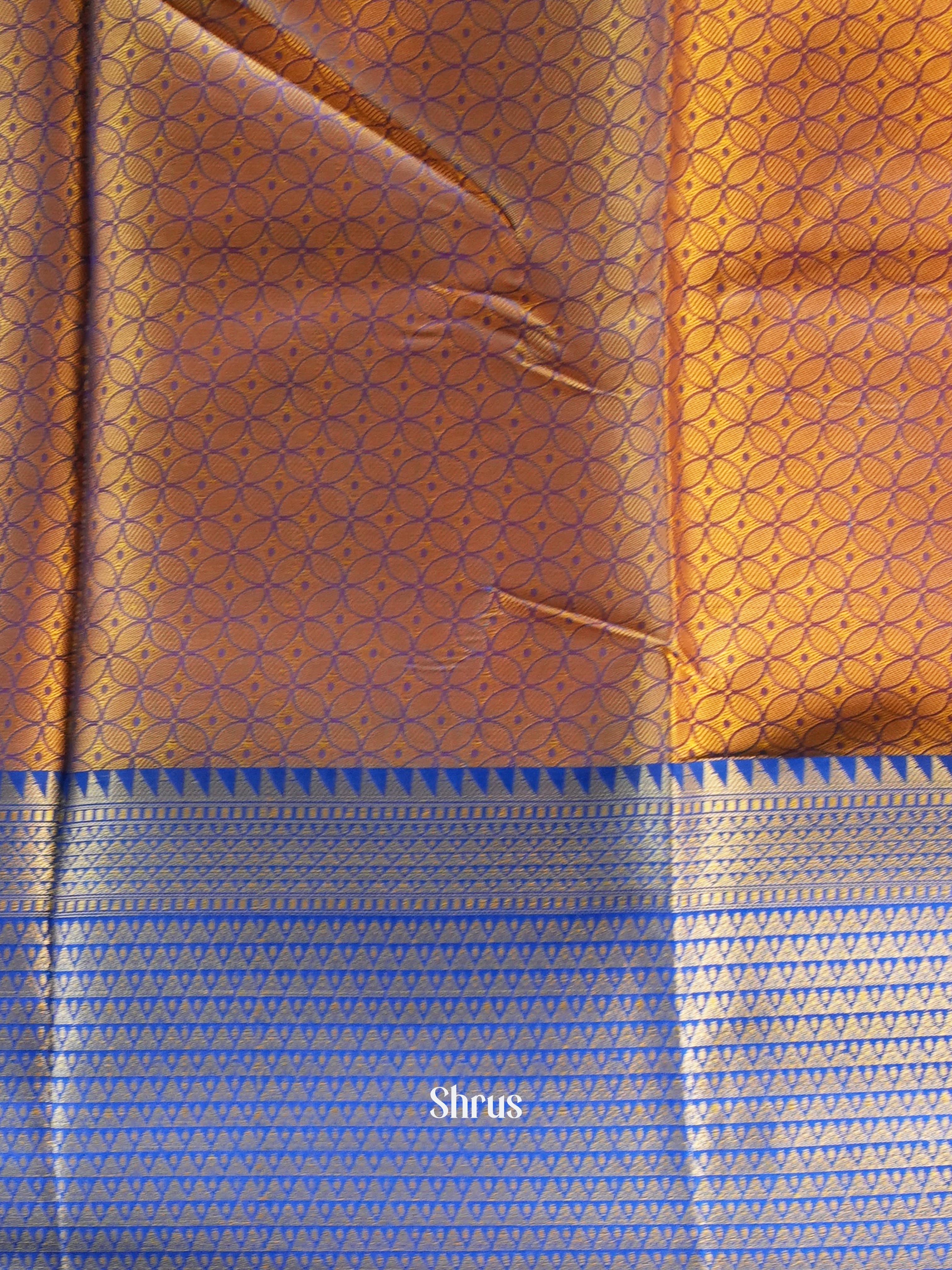 Orange  & Blue - Tanchoi Saree