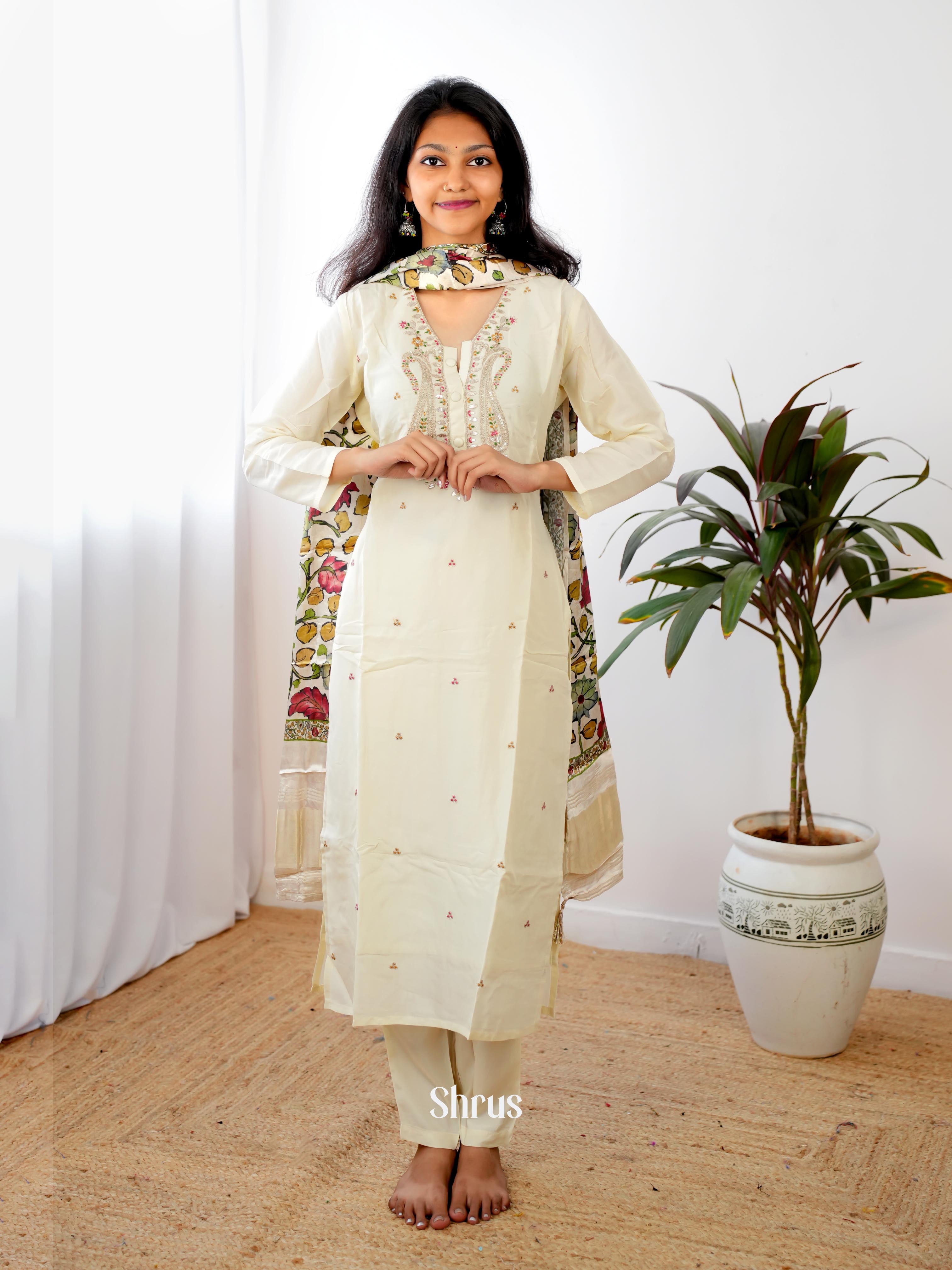 Cream -3pc Festive  Readymade Suits