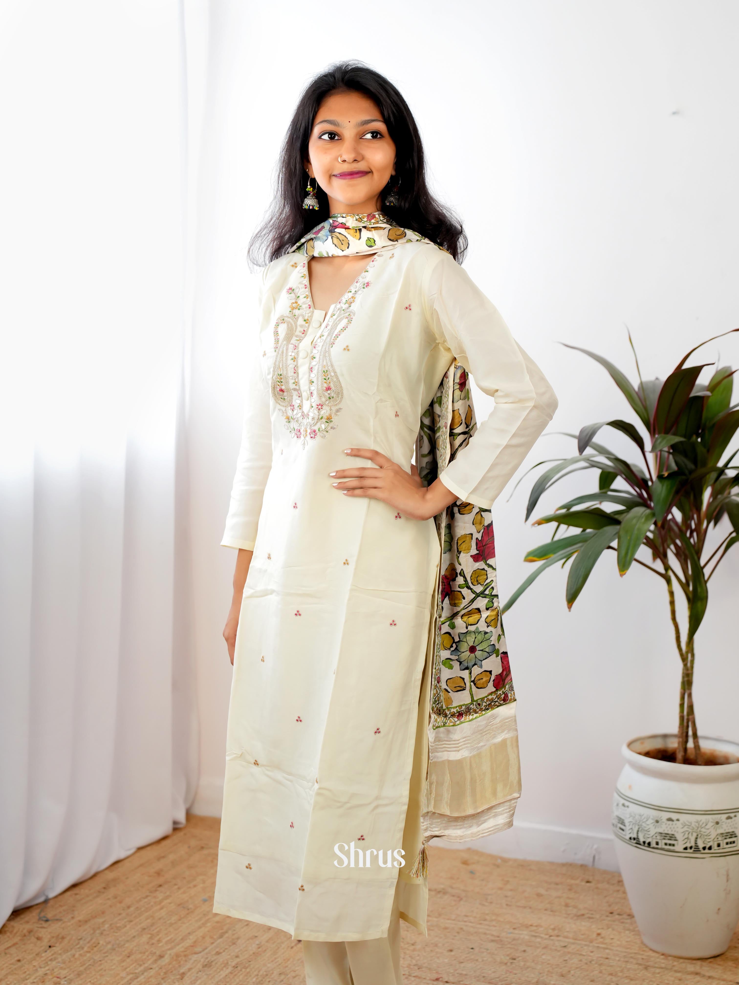 Cream -3pc Festive  Readymade Suits