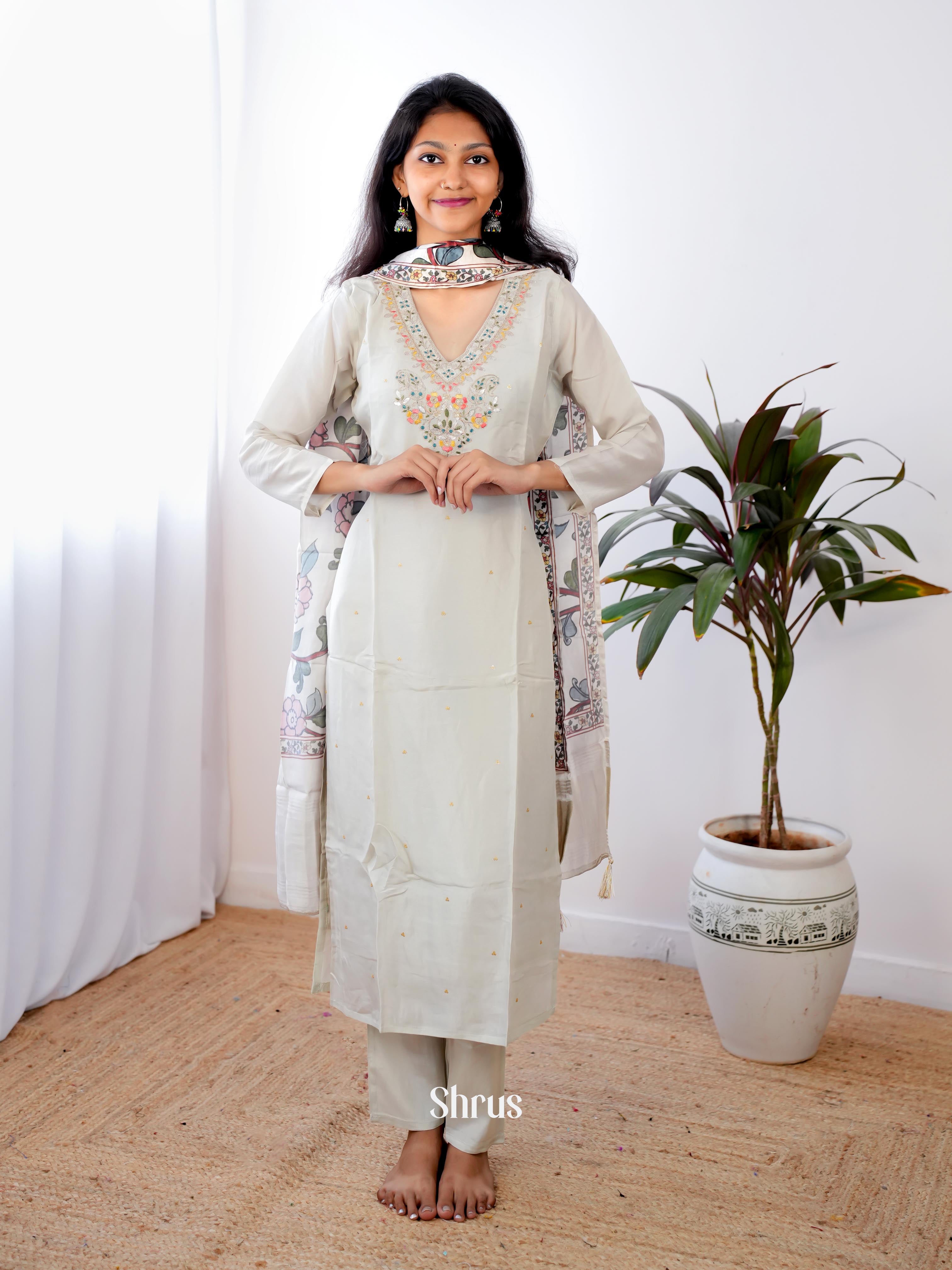 Grey -3pc Festive  Readymade Suits