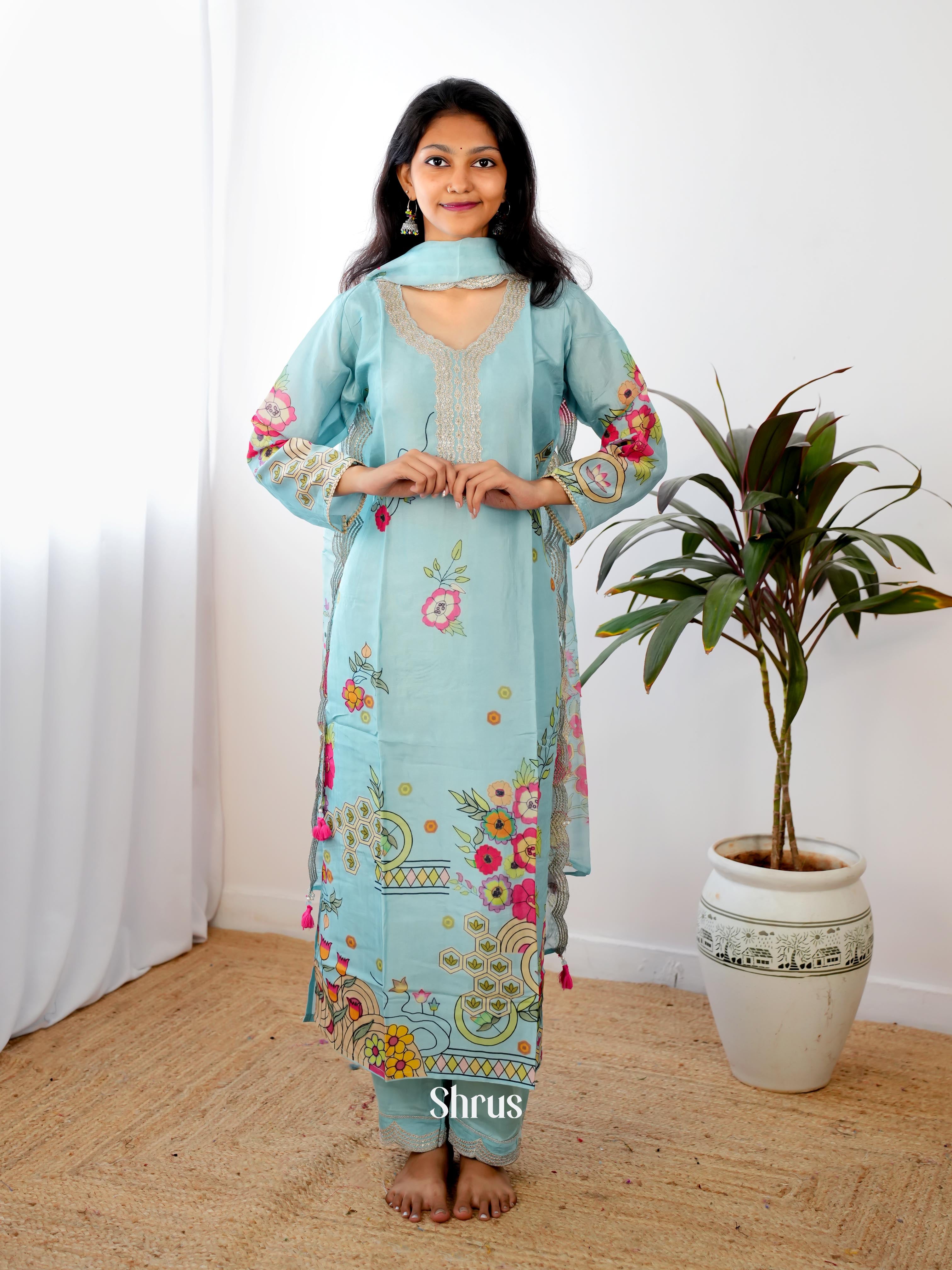 Blue -3pc Festive Readymade Suits