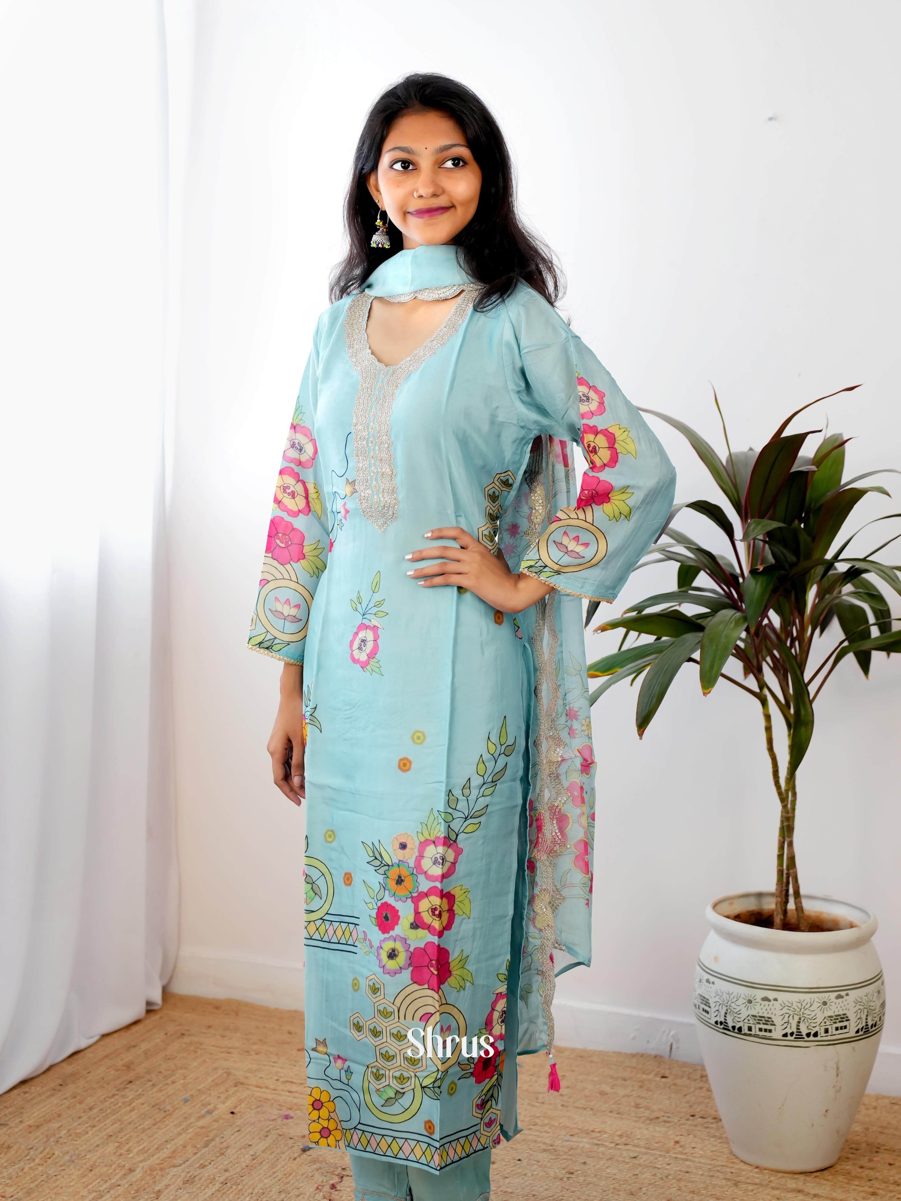 Blue -3pc Festive Readymade Suits