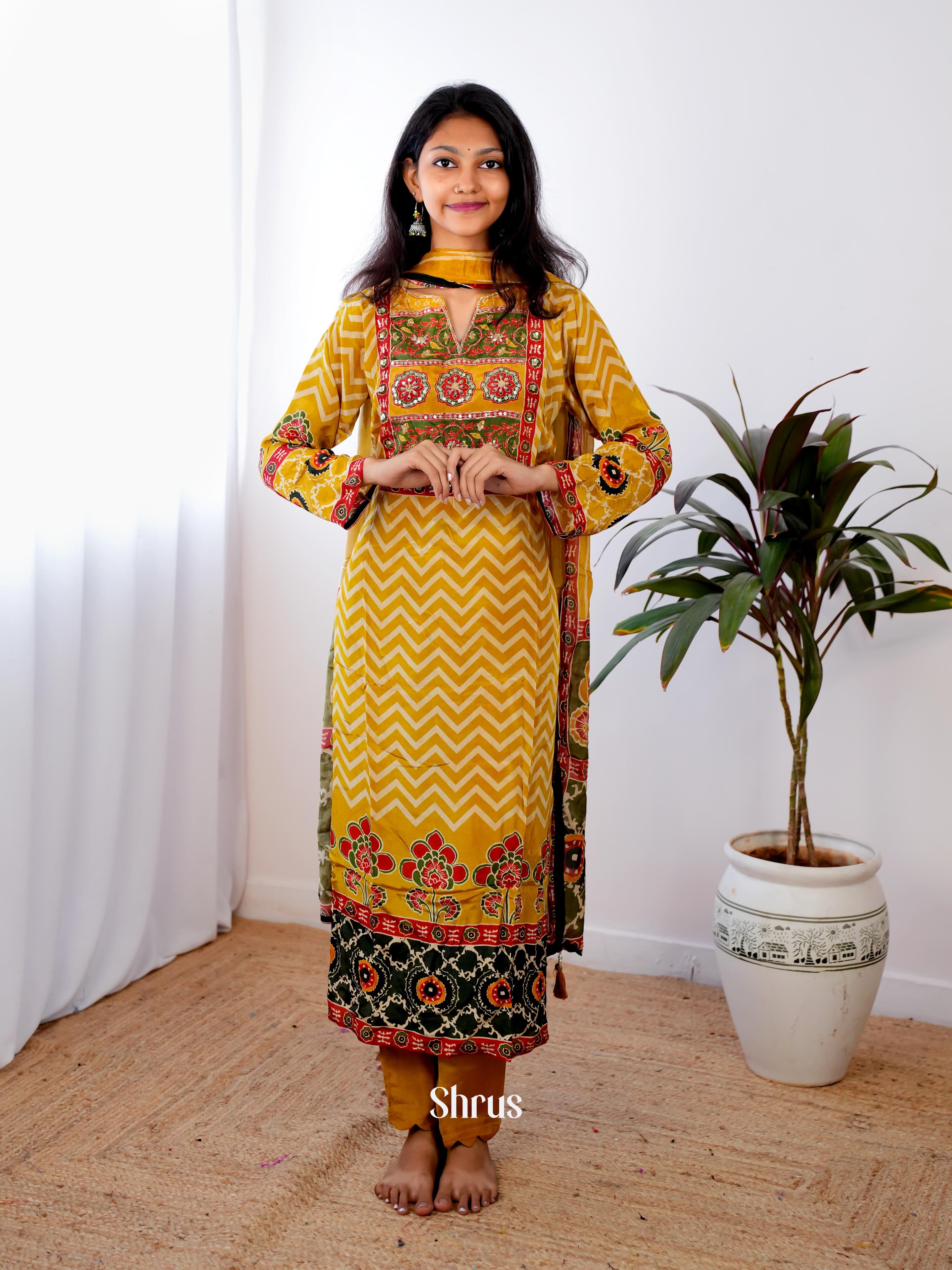 Mustard -3pc Festive Readymade Suits