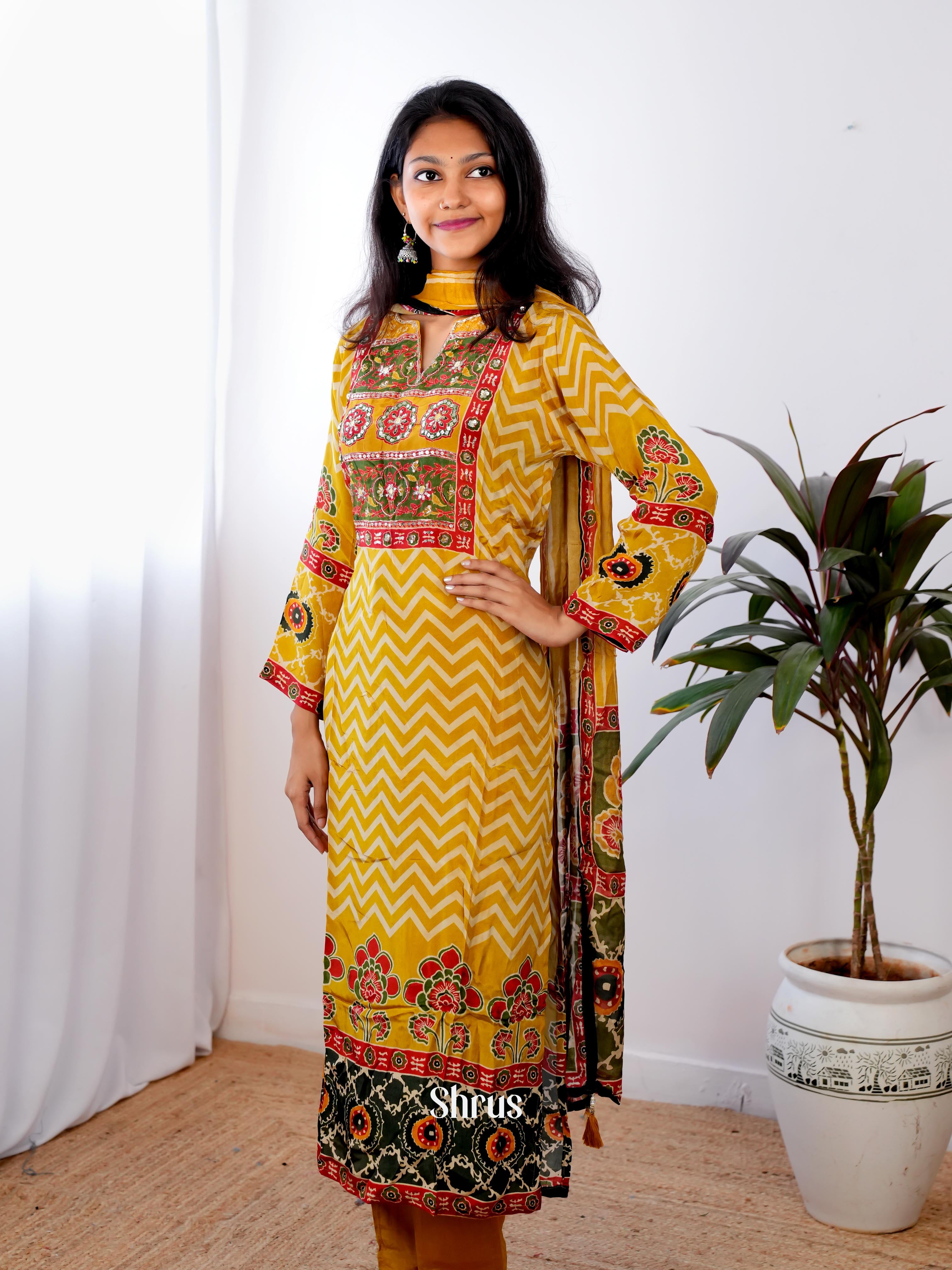 Mustard -3pc Festive Readymade Suits