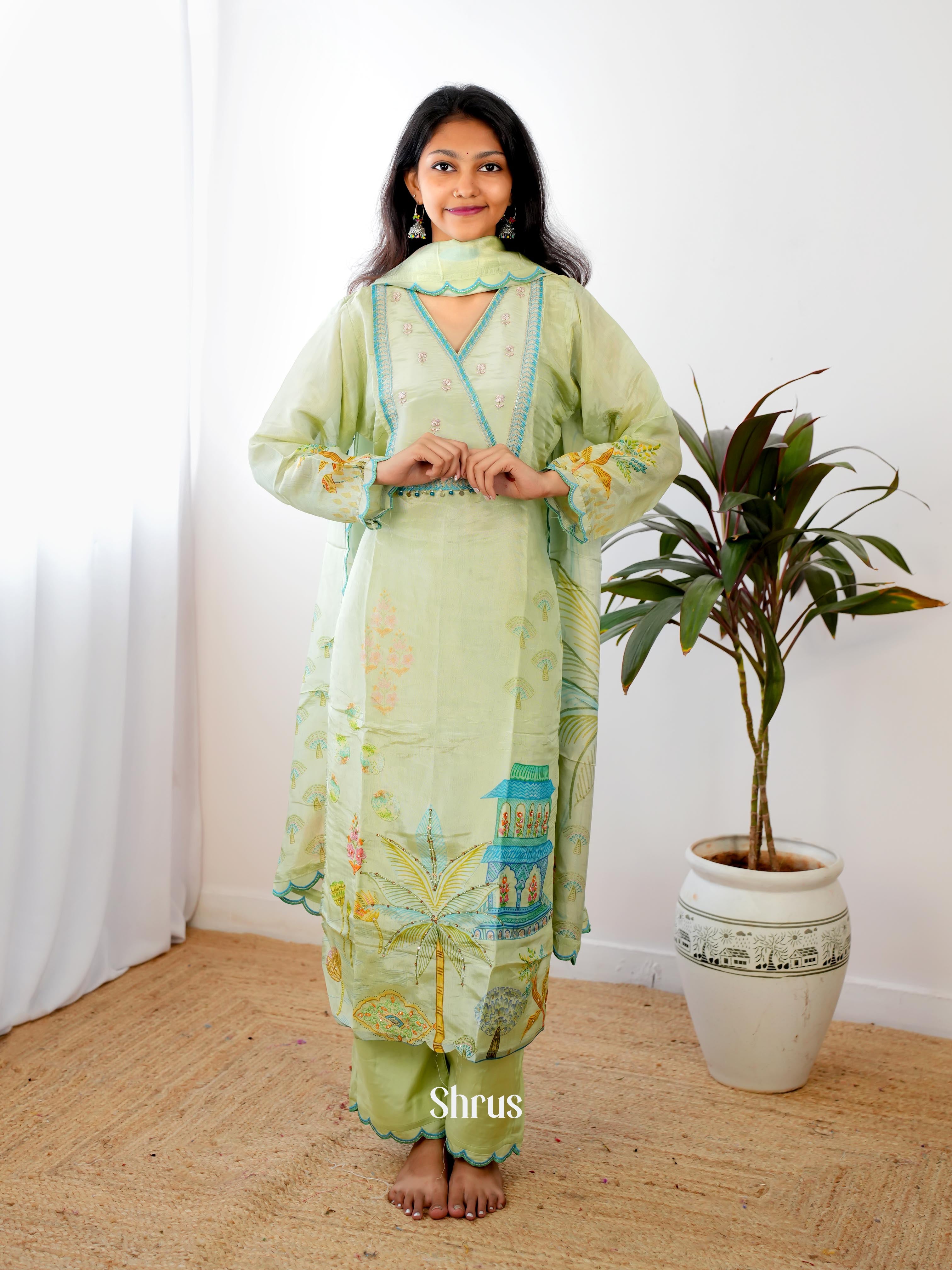 Pastel Green - 3pc Festive Readymade Suits