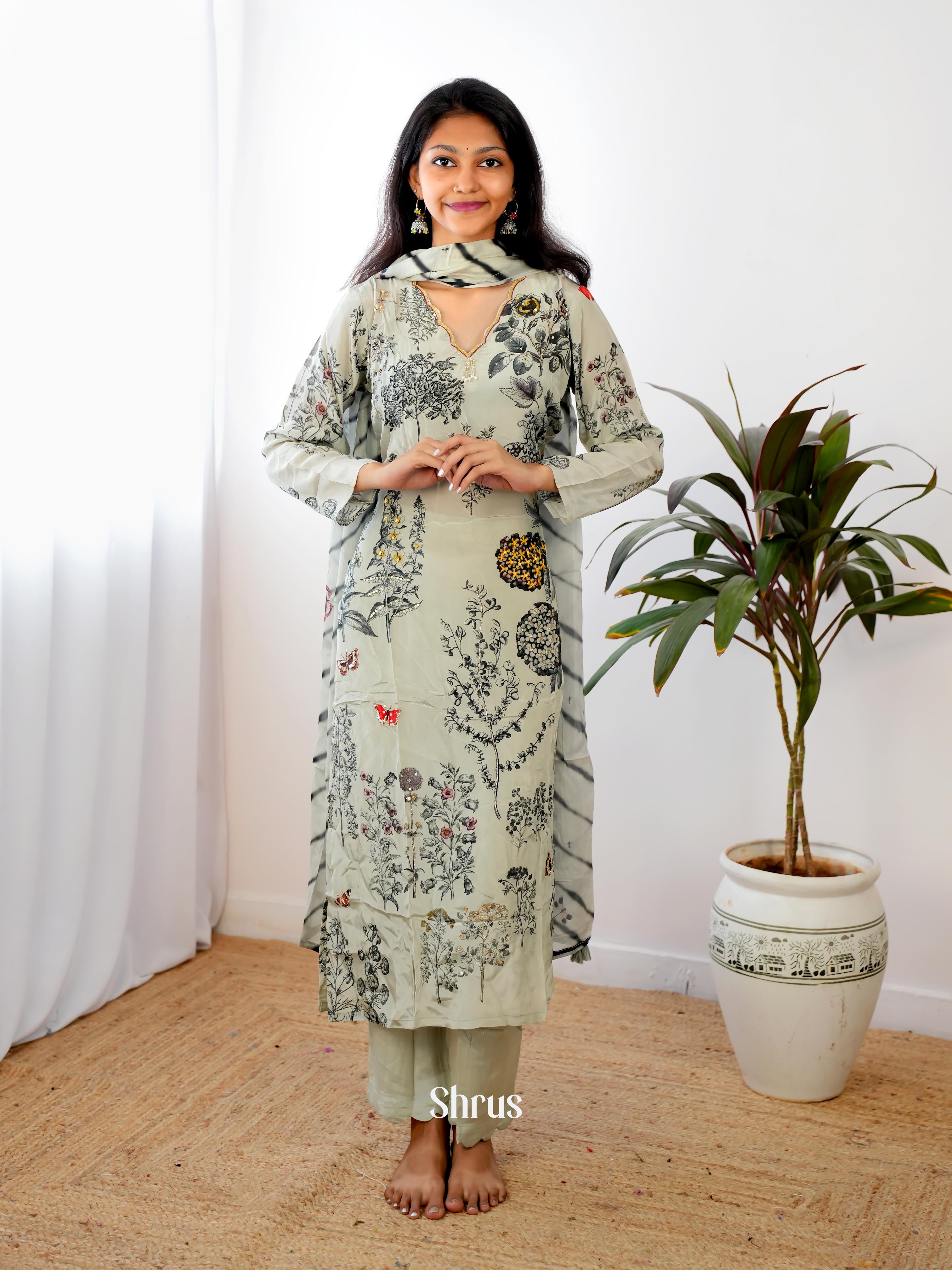 Grey - 3pc Festive Readymade Suits