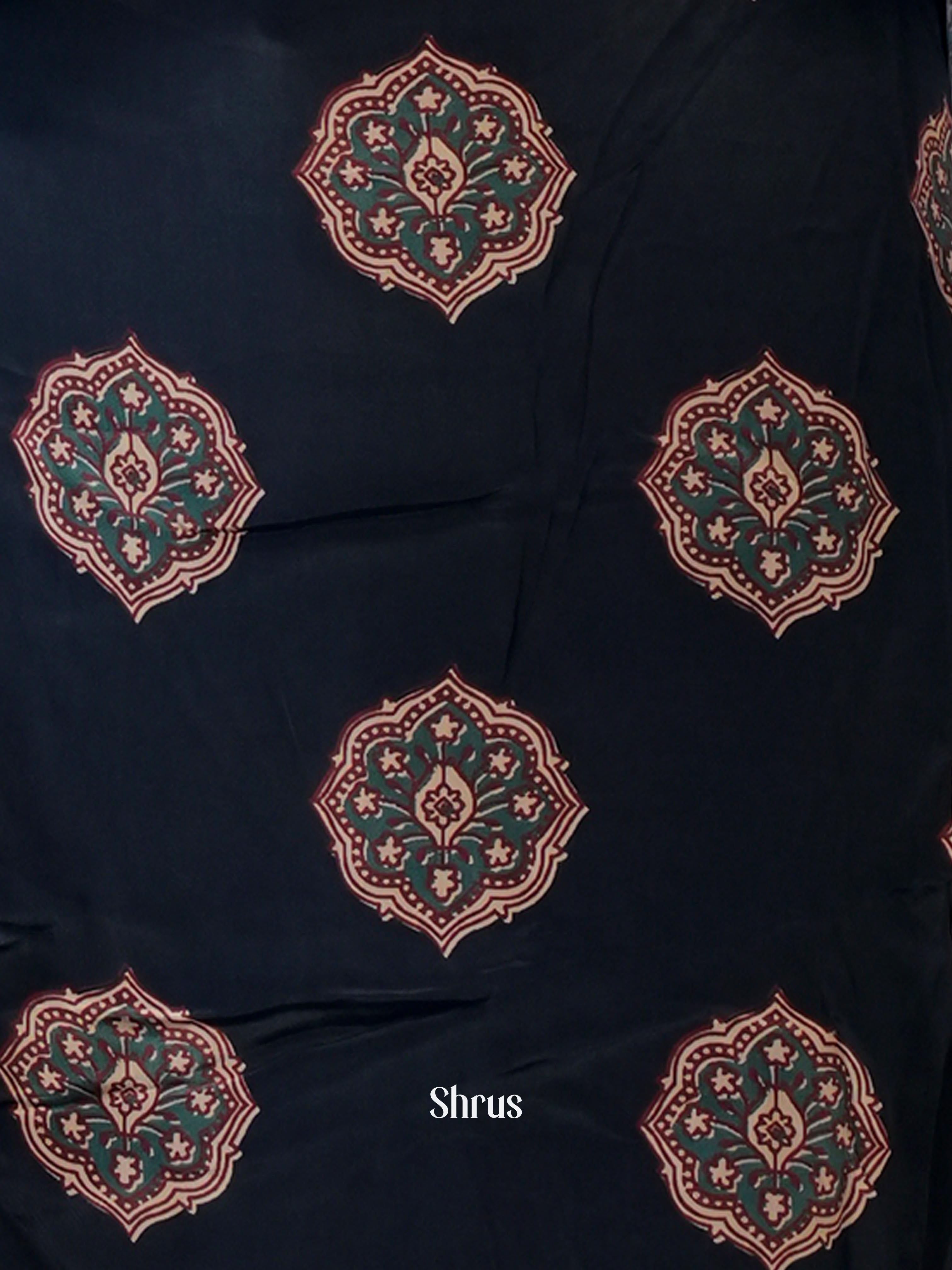 Black -3 pc Festive ajrakh printed  Readymade Suits