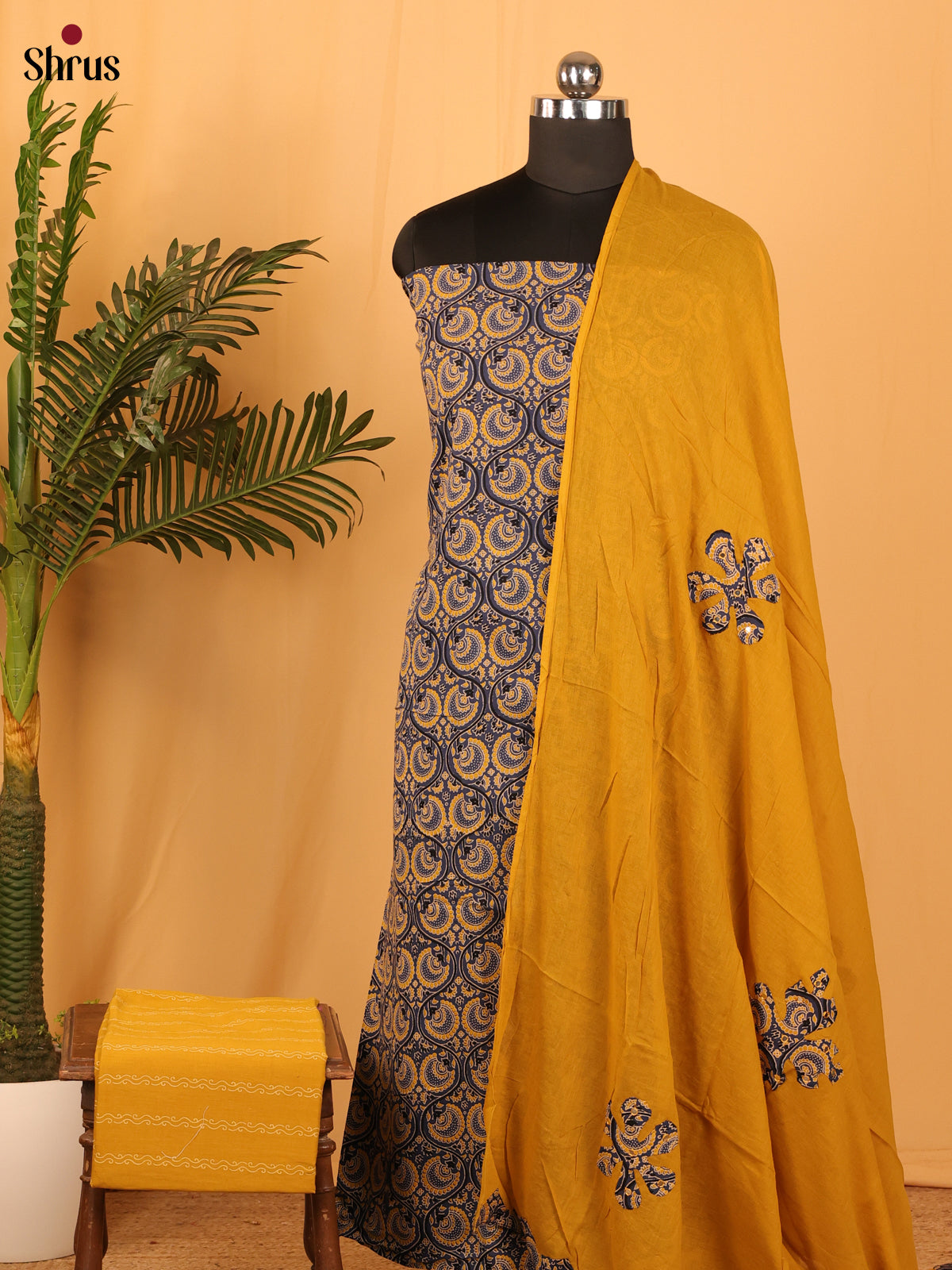 Blue & Mustard - Cotton salwar